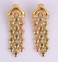 Pendientes Colgantes Salavetti con Gemas Multicolor