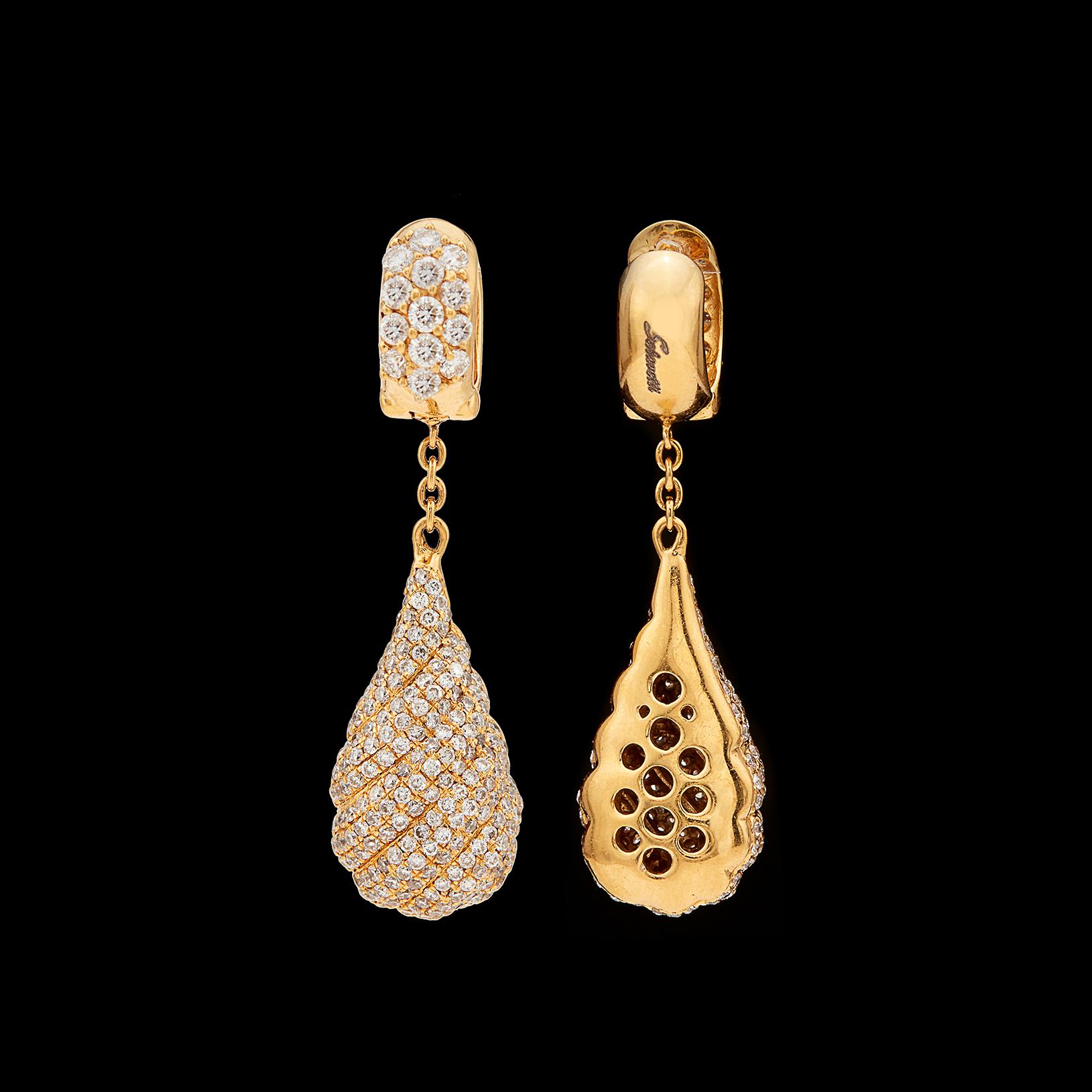 Salavetti Diamond and 18 Karat Gold Earrings 1