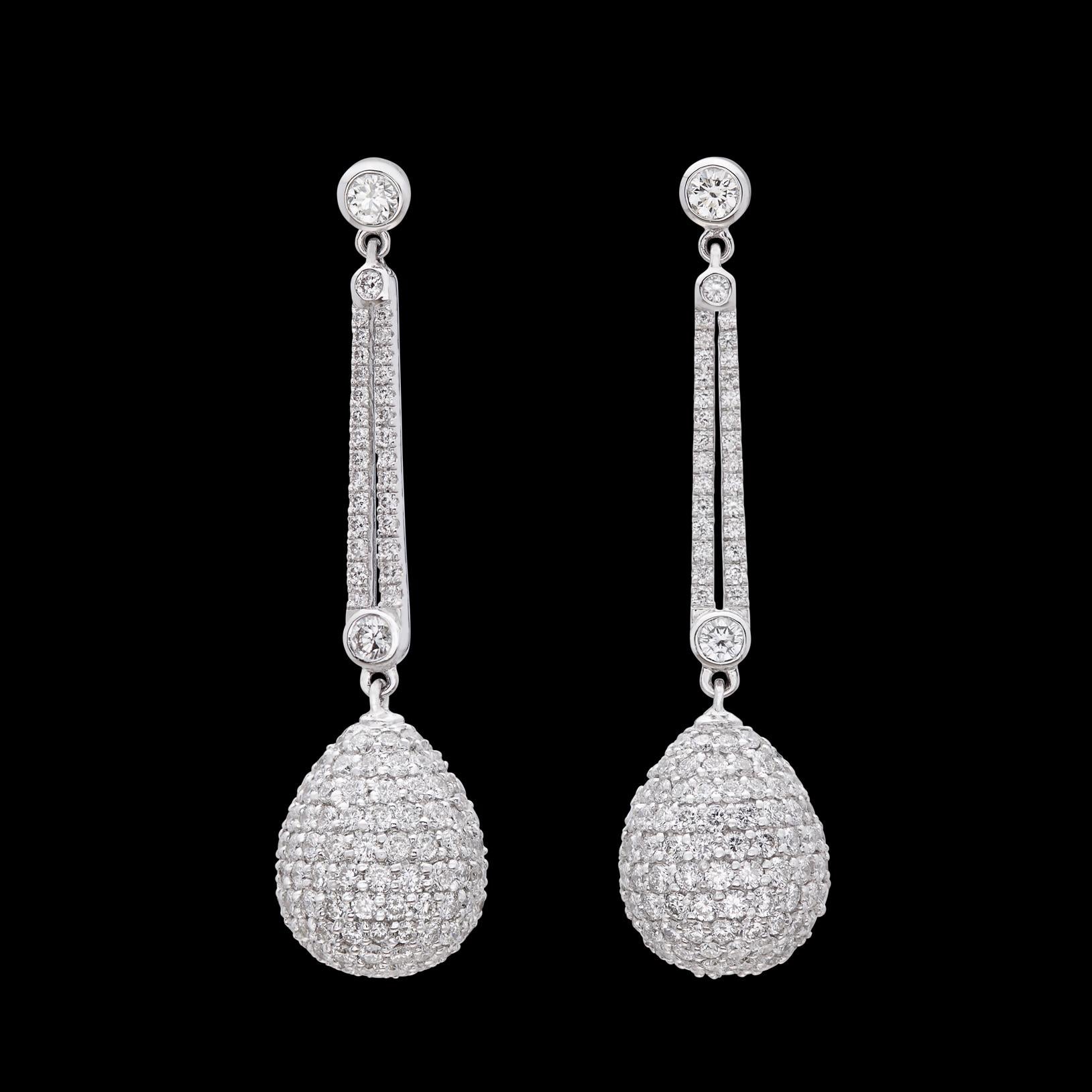 Salavetti Diamond & 18k White Gold Pendant Earrings 2