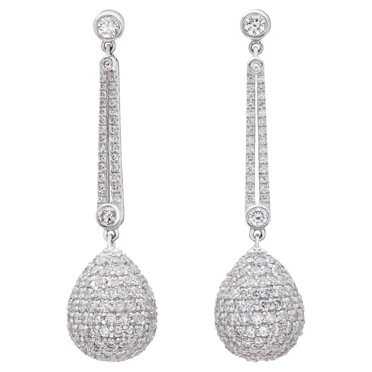 Salavetti Diamond & 18k White Gold Pendant Earrings