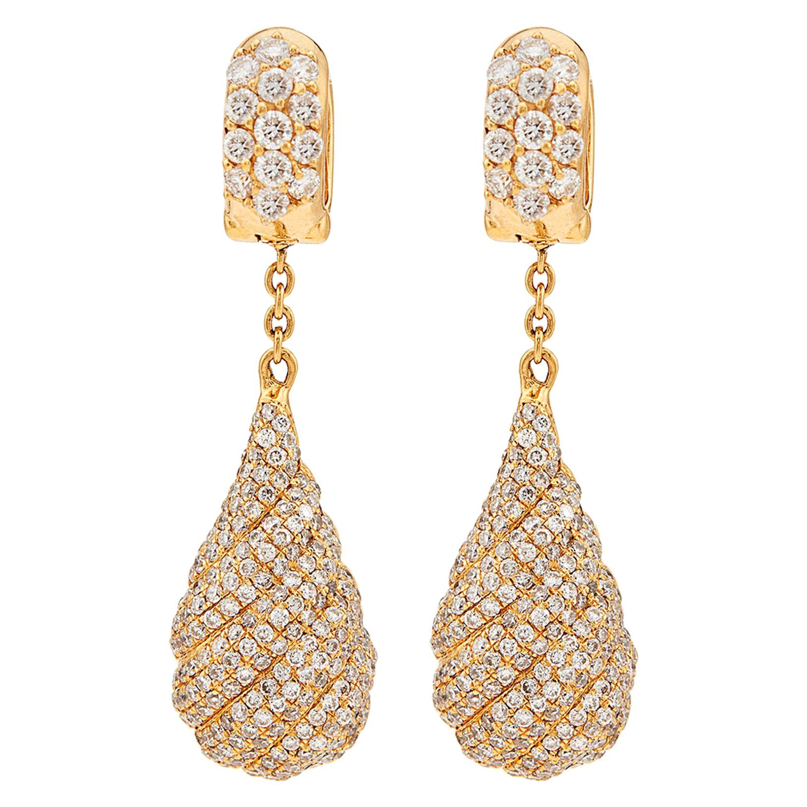 Salavetti Diamond and 18 Karat Gold Earrings