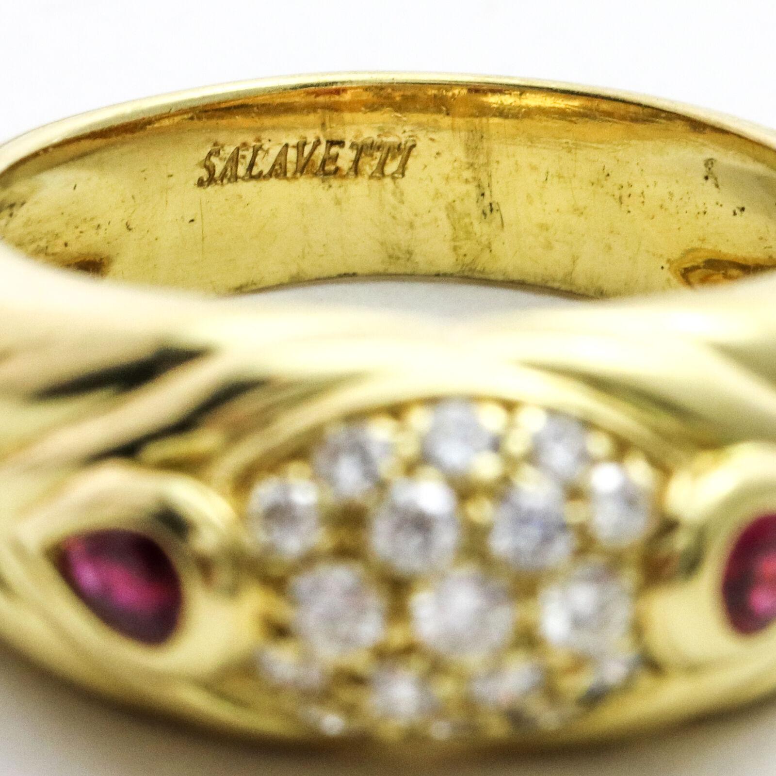 Salavetti Diamond Ruby Band Ring in 18 Karat Yellow Gold In Good Condition For Sale In Fort Lauderdale, FL