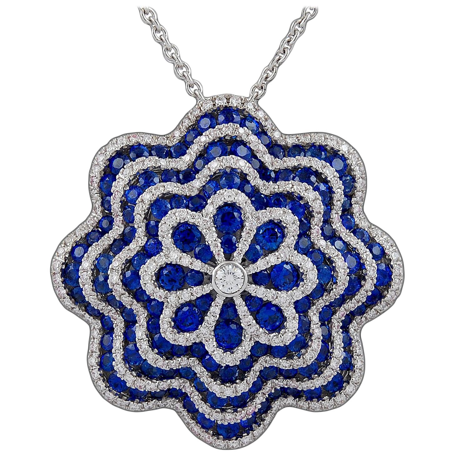 Salavetti Diamond and Sapphire Necklace For Sale