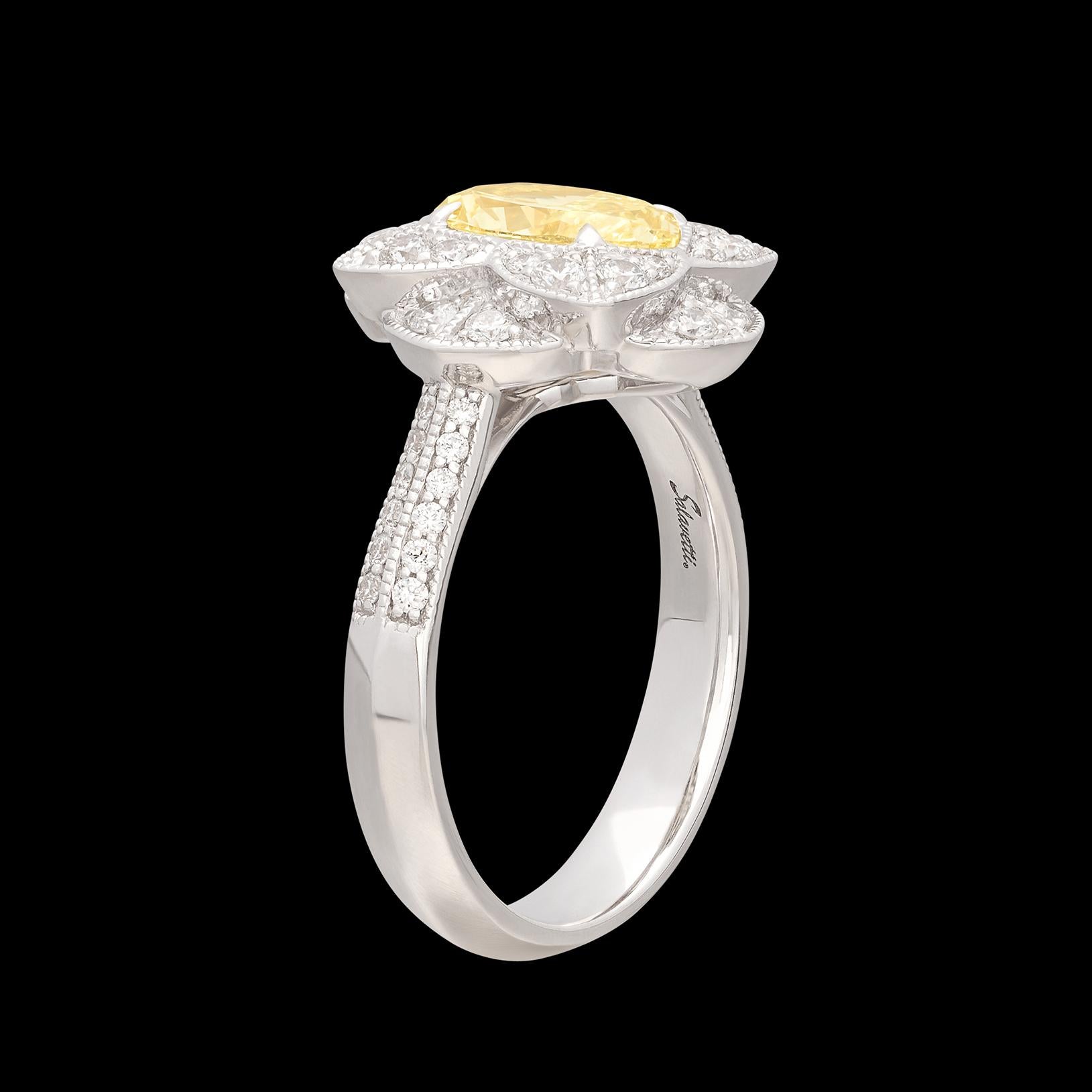 Salavetti Fancy Yellow 1.35-ct. Oval Diamond Ring For Sale 1