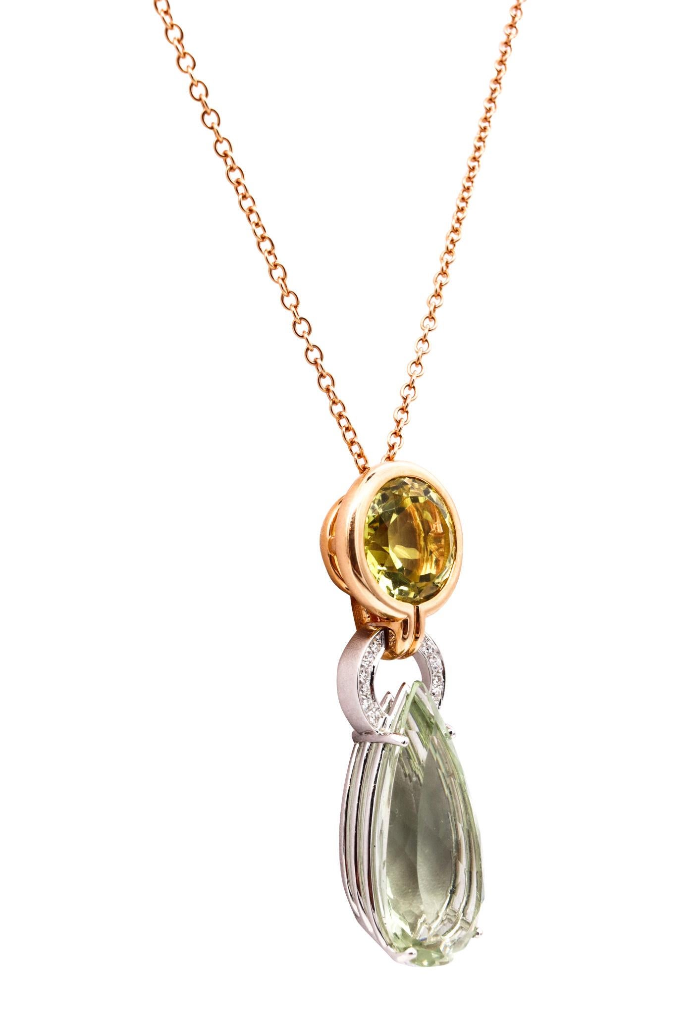 Salavetti Milano Chained Necklace 18Kt Rose Gold 26.85 Cts Diamonds & Gemstones For Sale 3