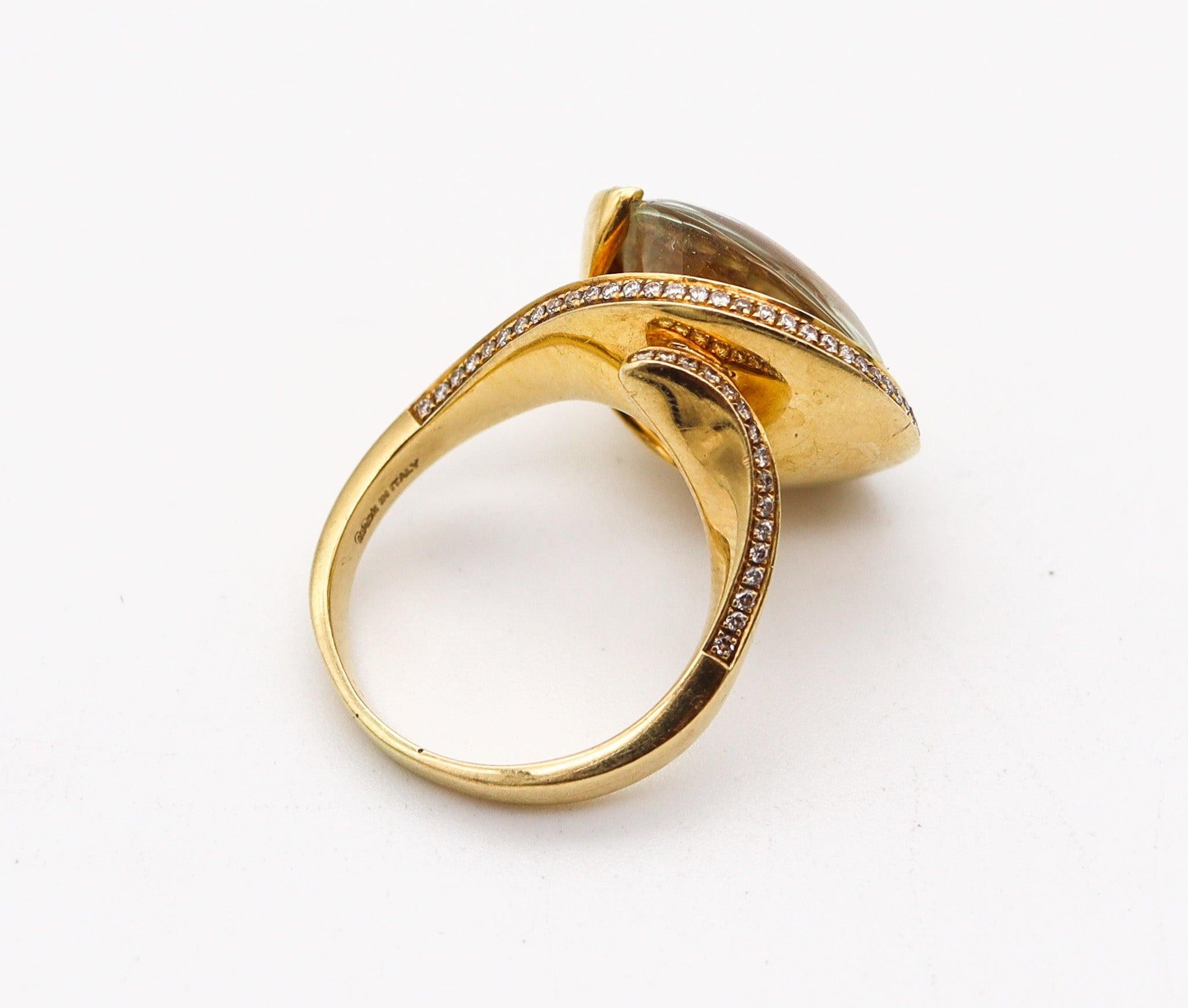 SALAVETTI Milano Cocktailring aus 18 Karat Gold mit 13,22 Karat Diamanten und Prasiolith im Zustand „Hervorragend“ im Angebot in Miami, FL