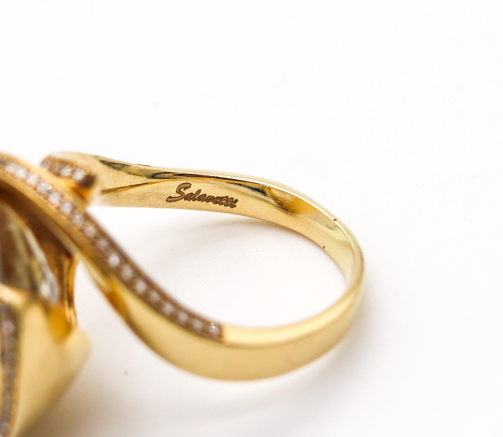 SALAVETTI Milano Cocktailring aus 18 Karat Gold mit 13,22 Karat Diamanten und Prasiolith im Angebot 1