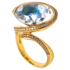SALAVETTI Milano Bague cocktail en or 18 carats avec diamants et Prasiolite 13,22 carats