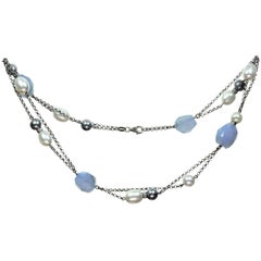 Salavetti Pearl Chalcedony White Gold Necklace