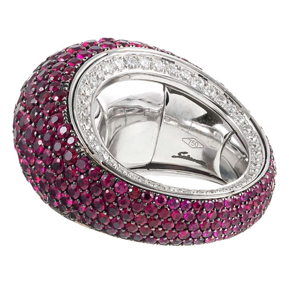 Salavetti Ruby and Diamond Dome Ring In Excellent Condition In Carmel-by-the-Sea, CA