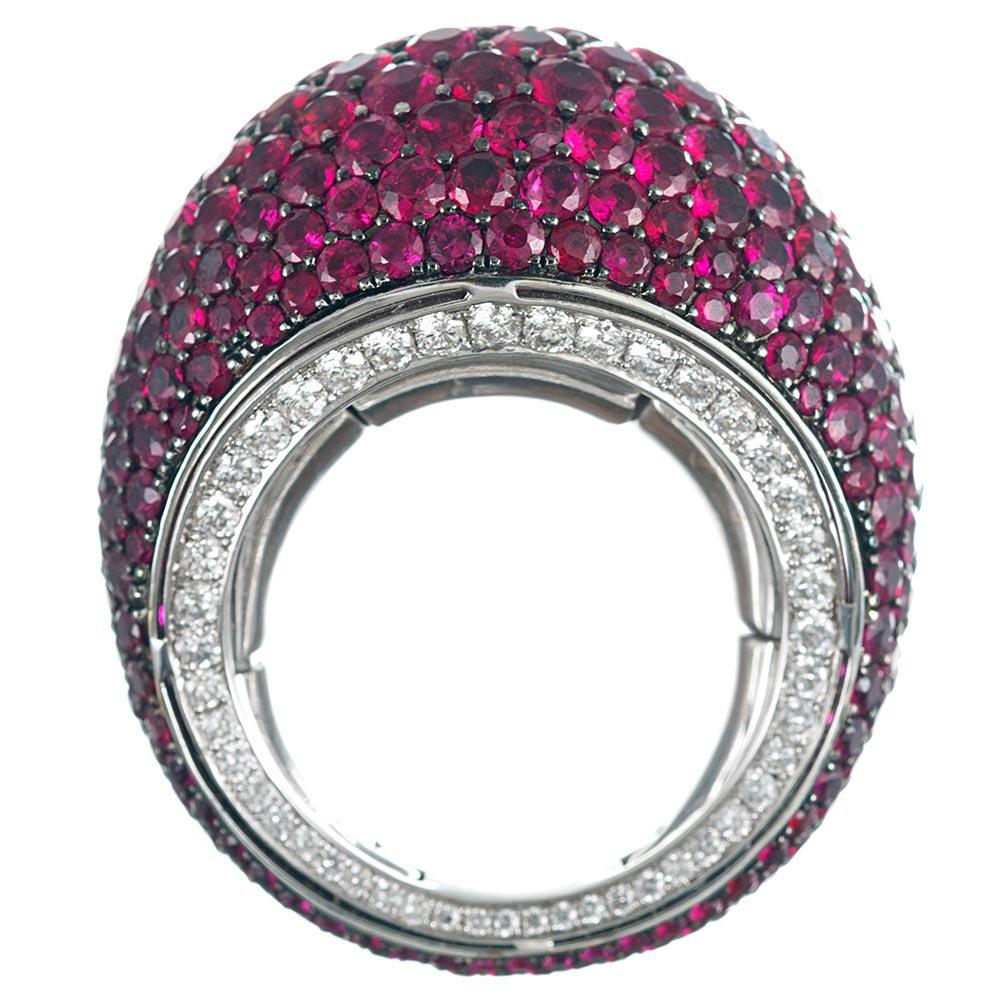 Women's or Men's Salavetti Ruby and Diamond Dome Ring