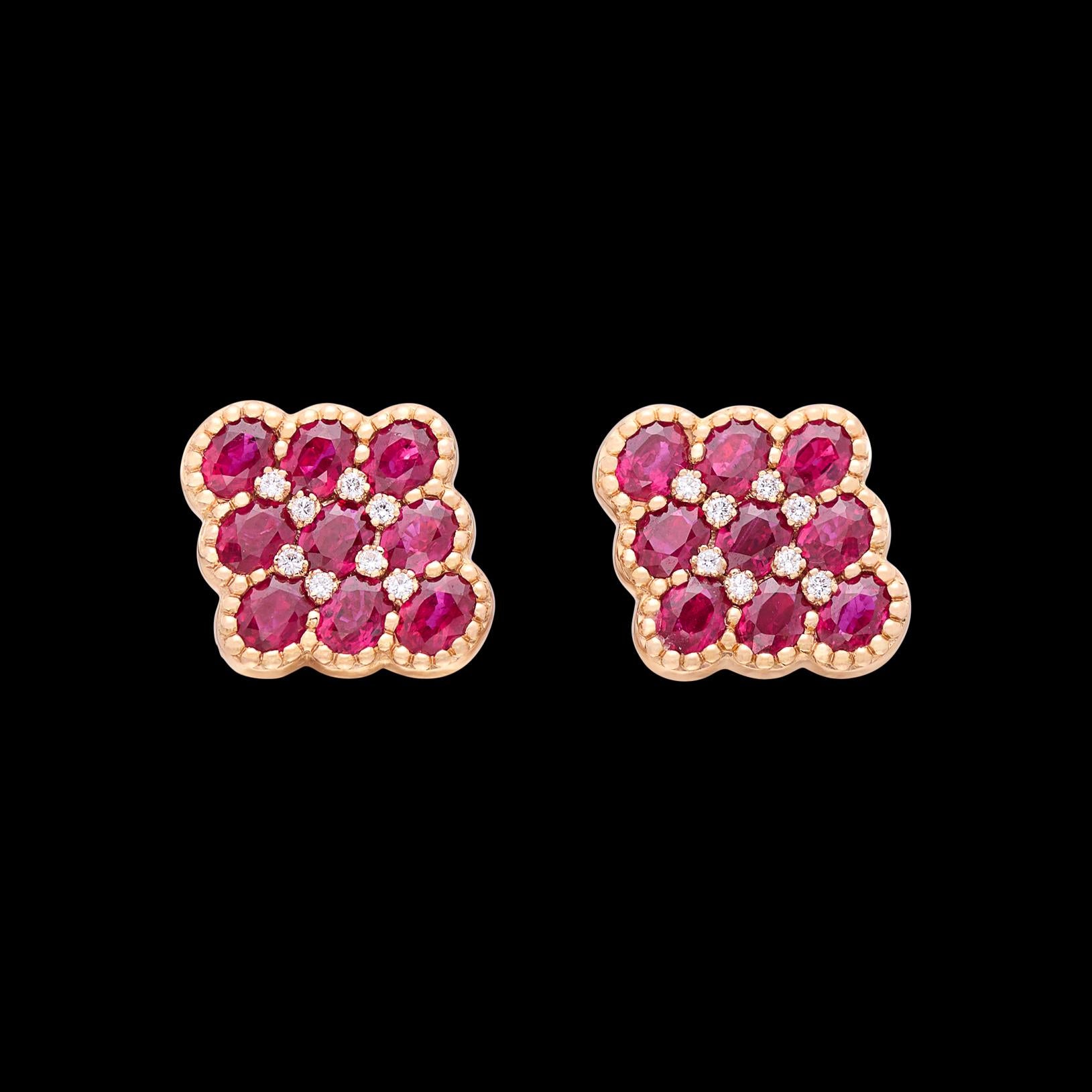 Oval Cut Salavetti Ruby & Diamond Earrings