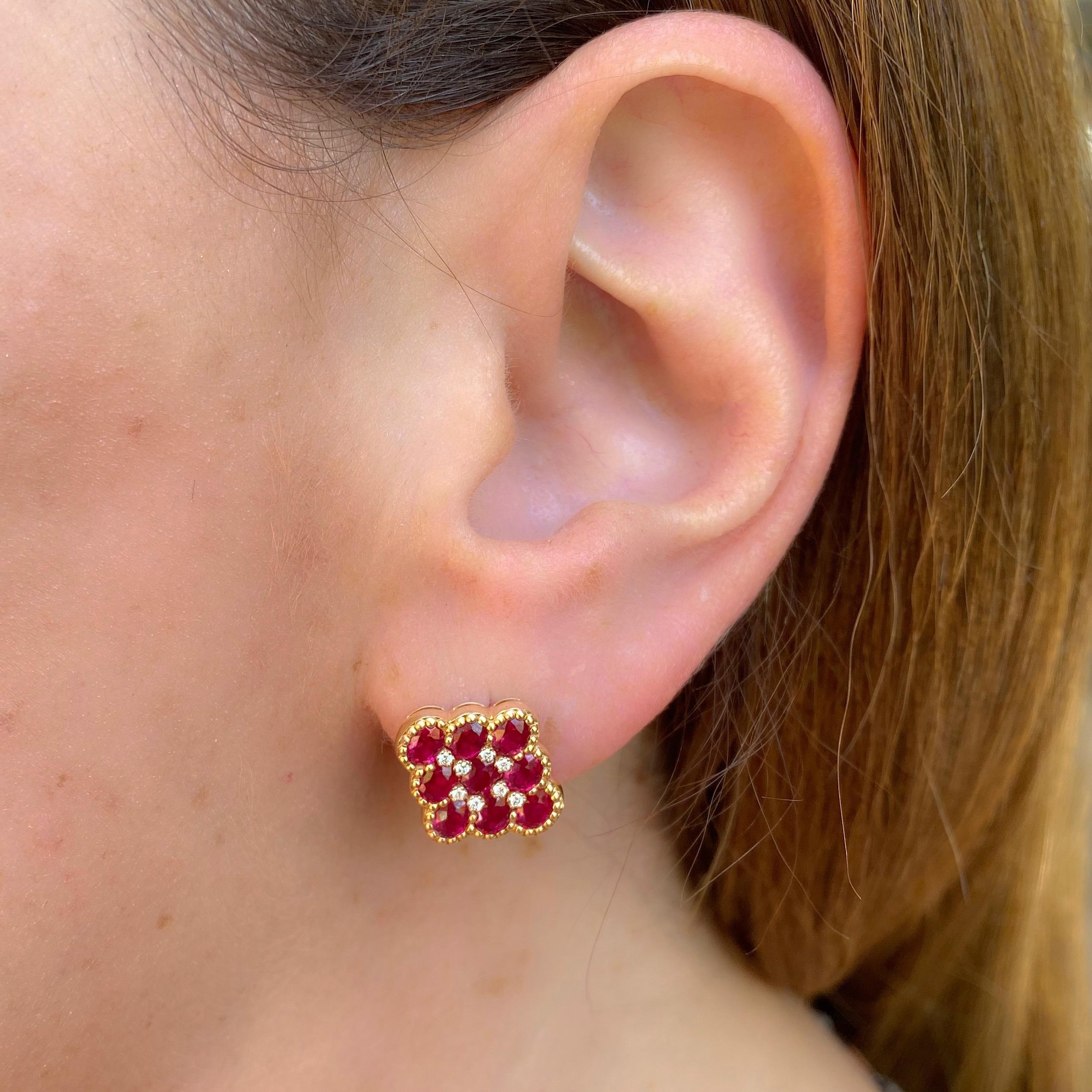 Salavetti Ruby & Diamond Earrings In New Condition In San Francisco, CA