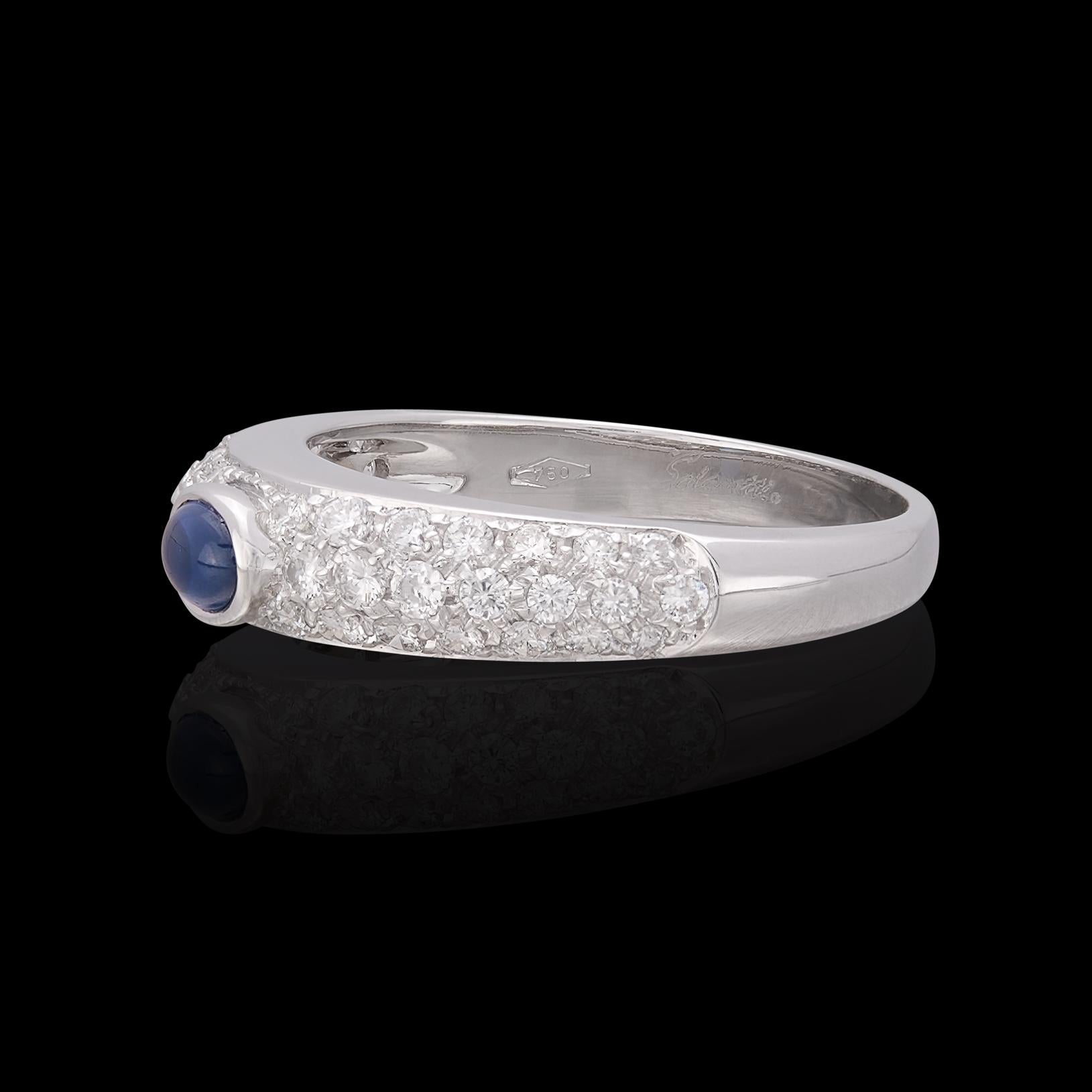 Salavetti Sapphire & 18k White Gold Ring In New Condition For Sale In San Francisco, CA