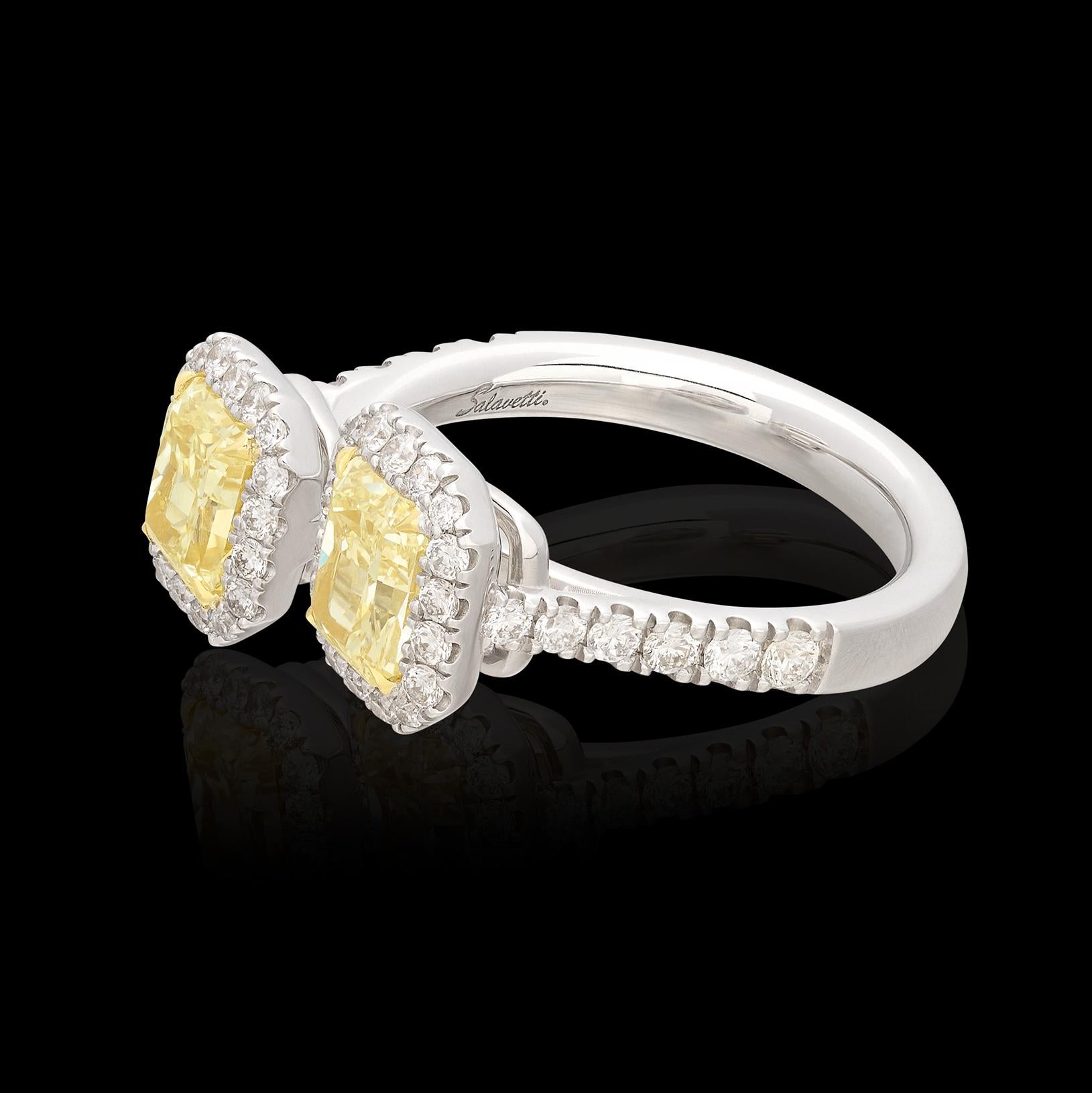 Salavetti Bague Toi Et Moi en diamant jaune Pour femmes en vente