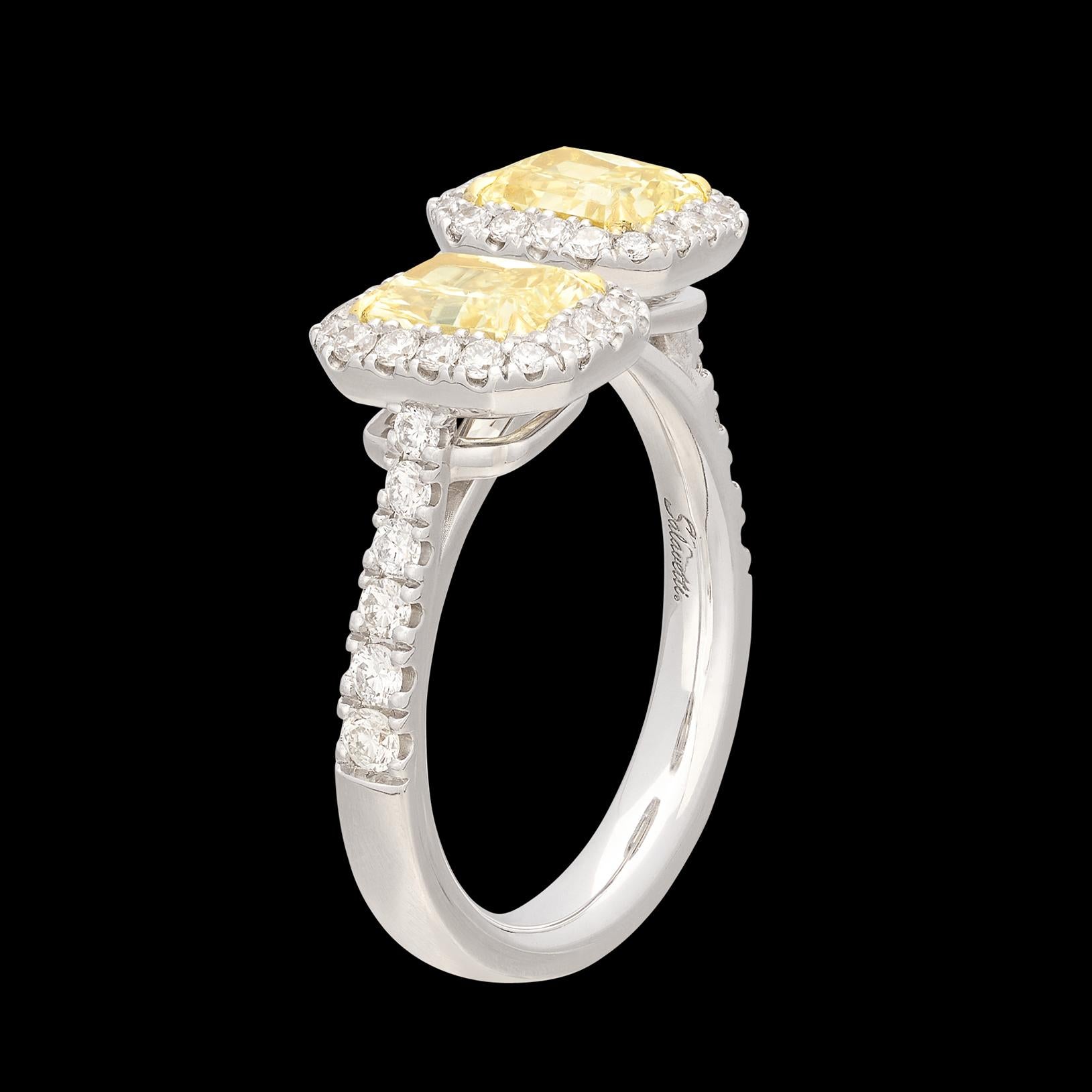 Salavetti Toi Et Moi Yellow Diamond Ring In New Condition For Sale In San Francisco, CA