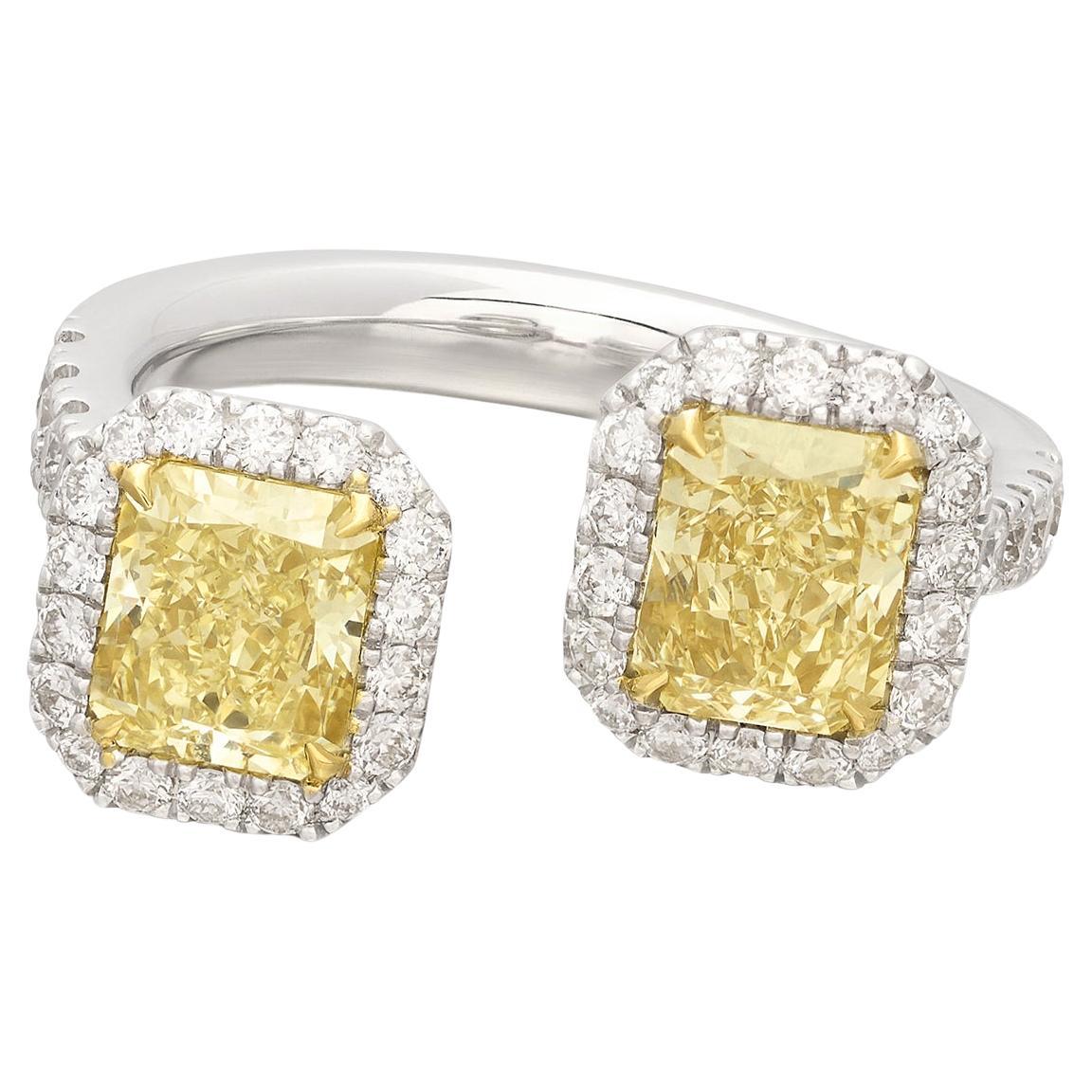 Salavetti Toi Et Moi Yellow Diamond Ring For Sale