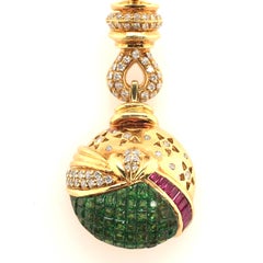 Salavetti Tsavorite Garnet, Ruby, Sapphire, Diamond and Gold Earrings