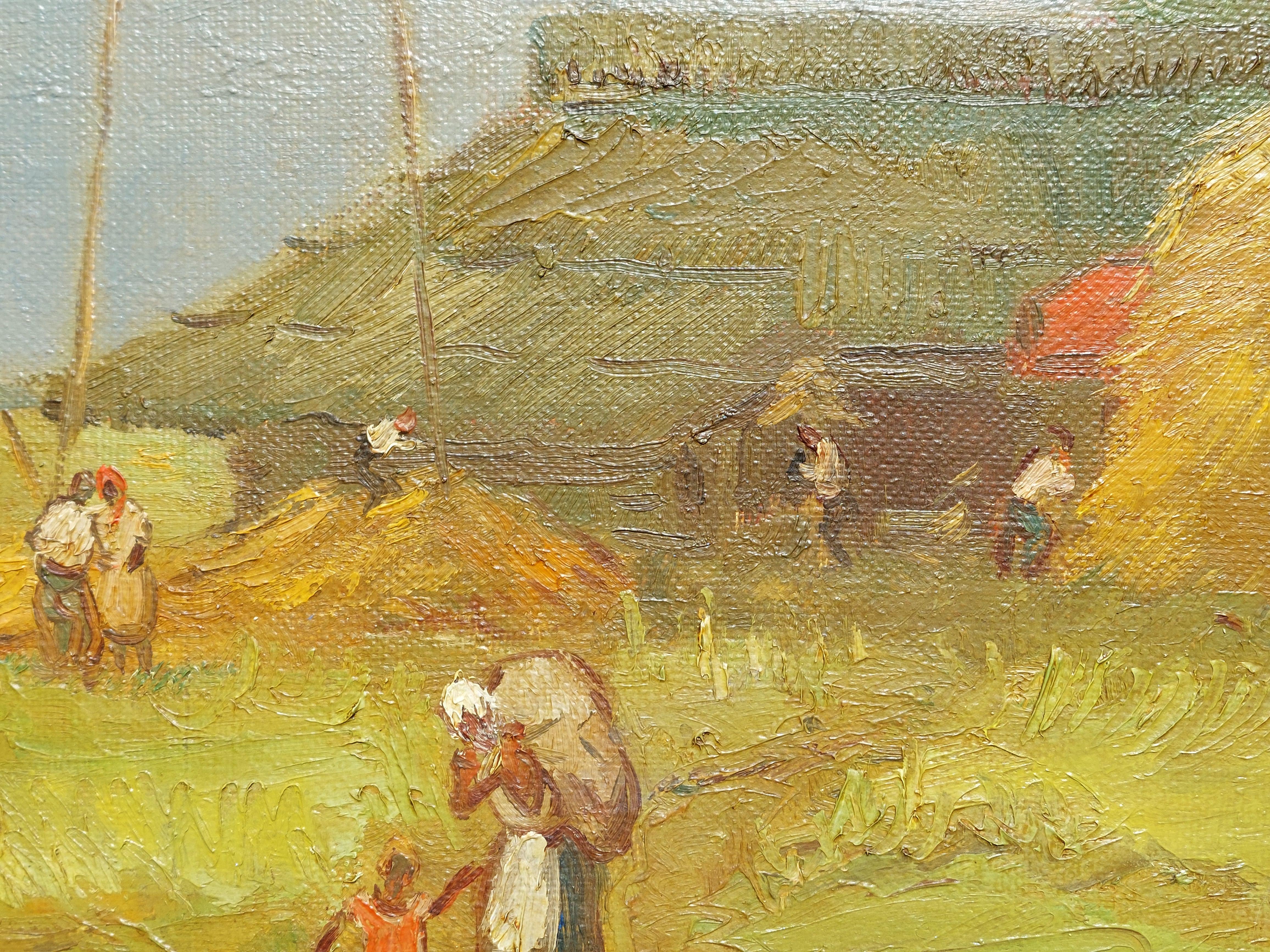 Threshing 1940. Canvas, oil. 54.5x73.5 cm For Sale 3