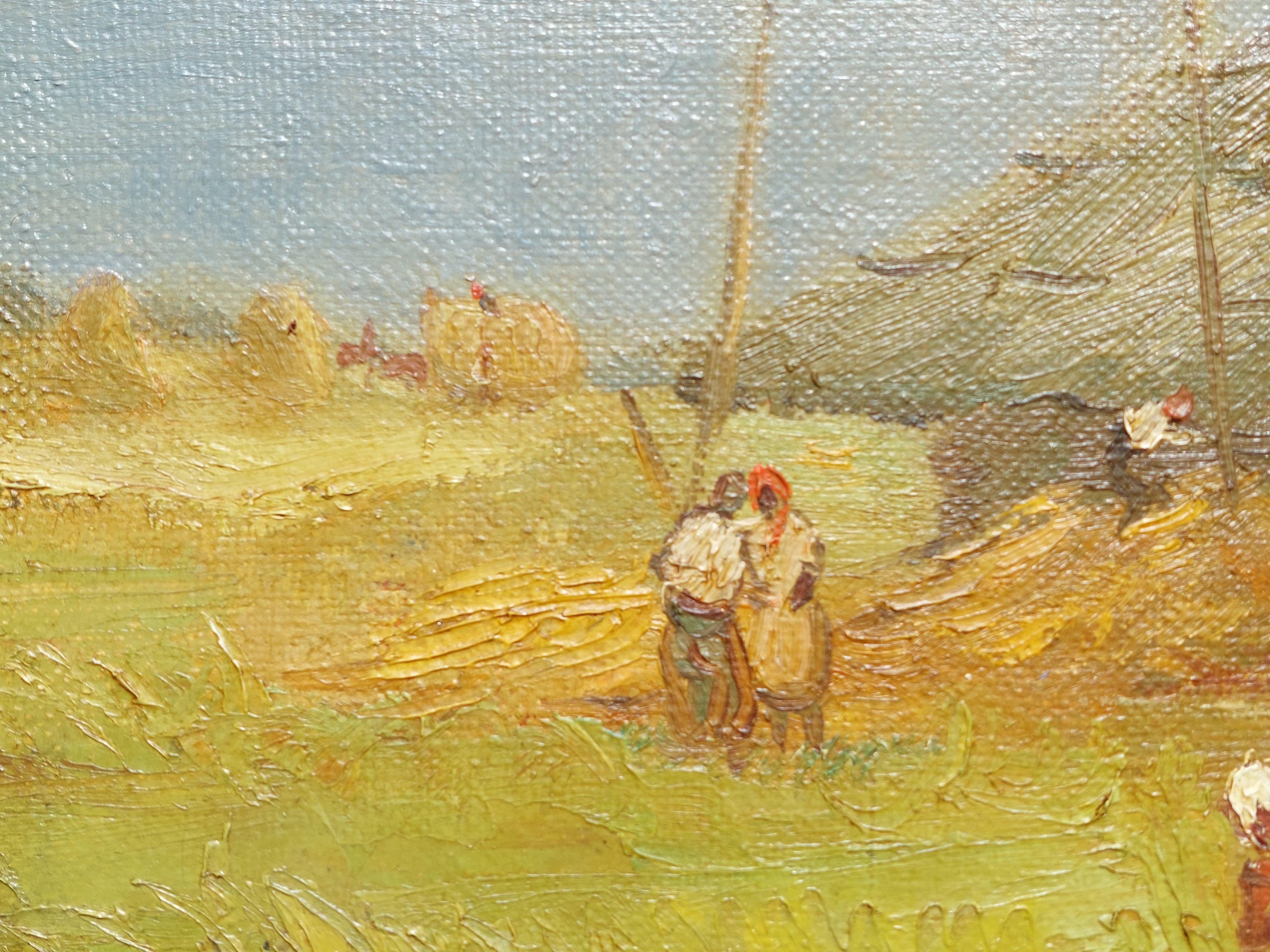 Threshing 1940. Canvas, oil. 54.5x73.5 cm For Sale 4