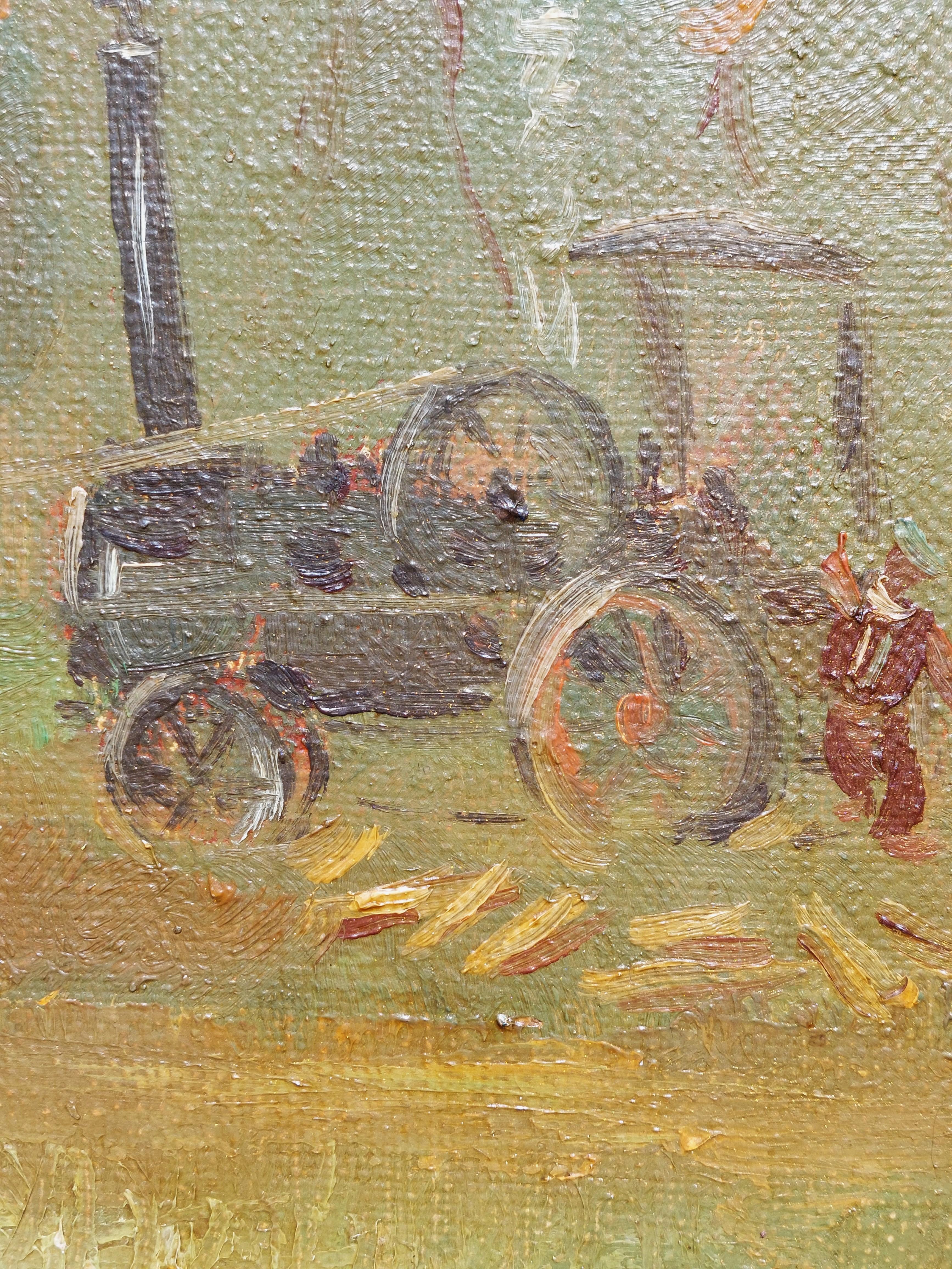Threshing 1940. Canvas, oil. 54.5x73.5 cm For Sale 5