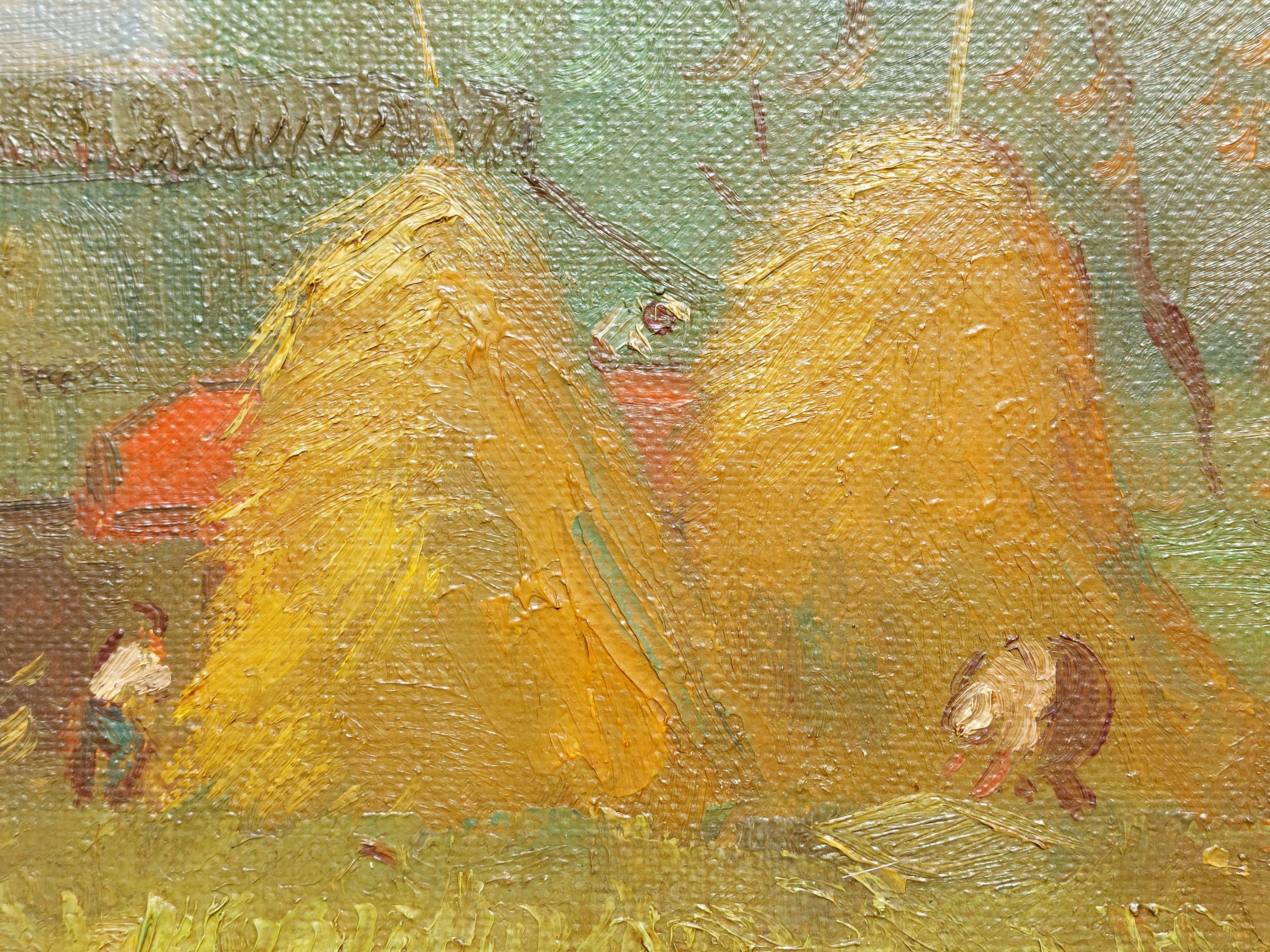Threshing 1940. Canvas, oil. 54.5x73.5 cm For Sale 6