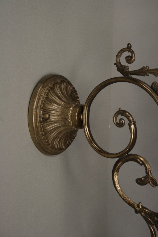 Italian Scrolled-Arm Hurricane Sconces Circa 1940's In Good Condition For Sale In Douglas Manor, NY