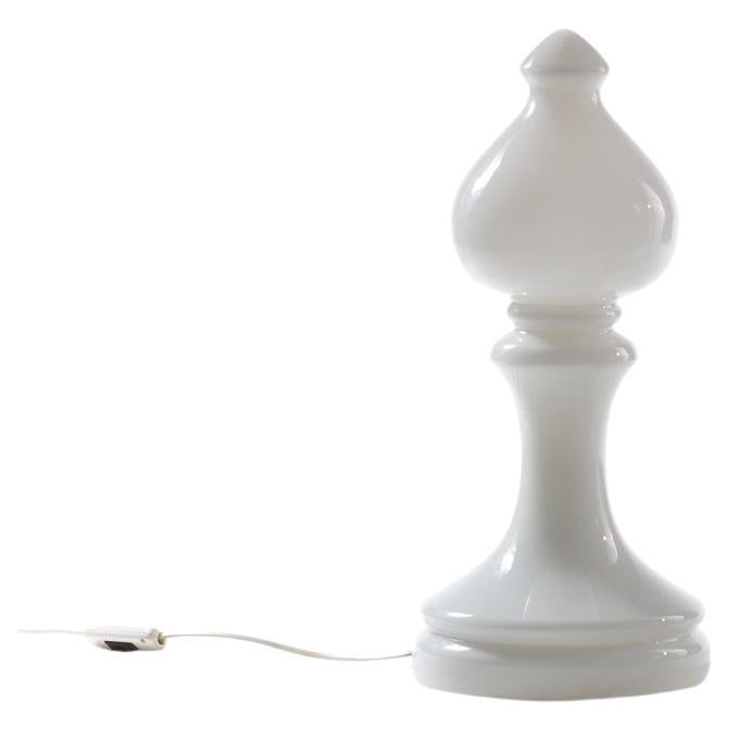 SALE Bishop Table Lamp In White Opaline Glass By Ivan Jakes For Sklarny Rapotin  For Sale
