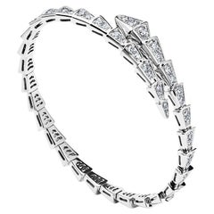 Bvlgari Serpenti Viper Slim Bracelet 18 Kt White Gold Set Full Pavé Diamond