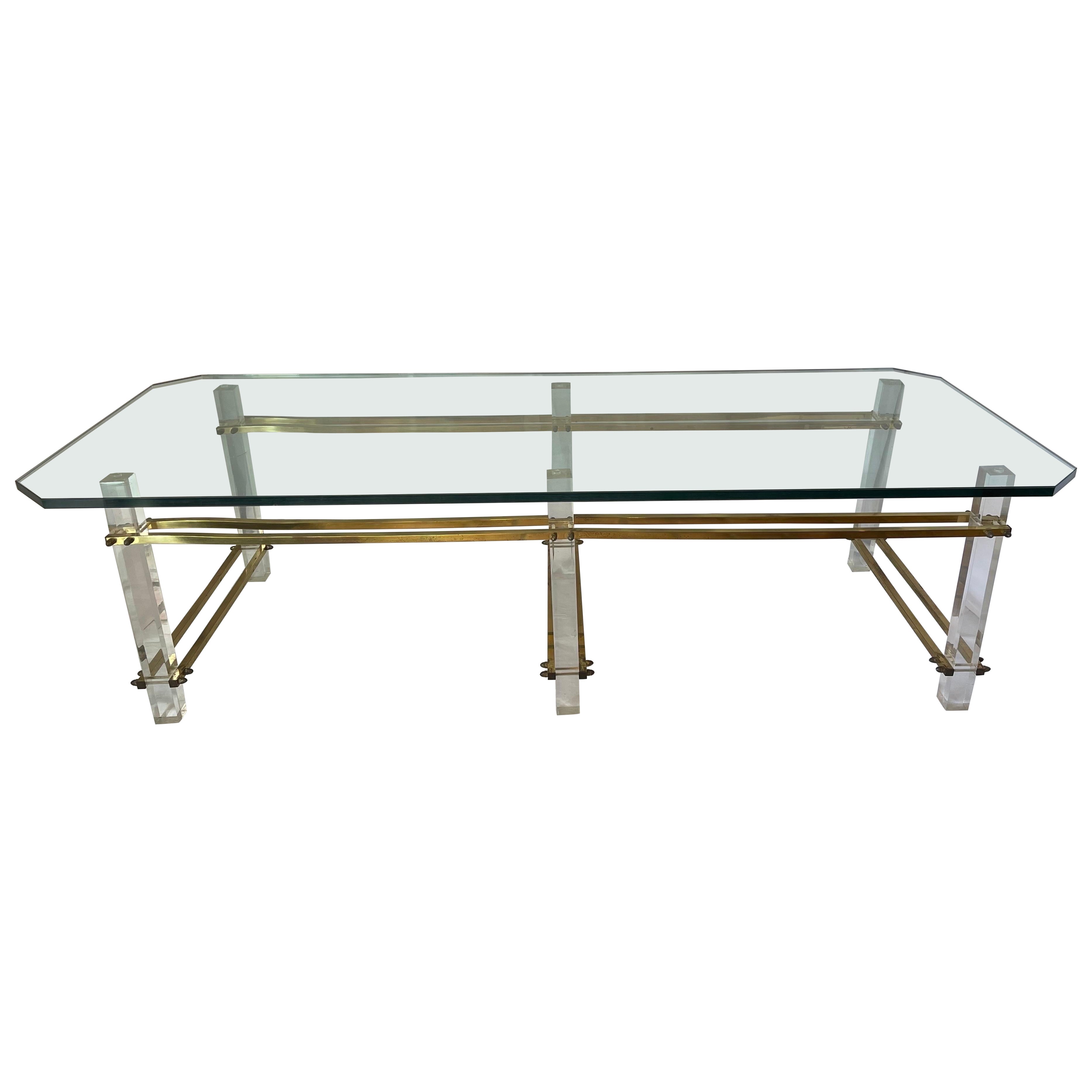 SALE-Charles Hollis Jones Lucite and Brass Coffee Table