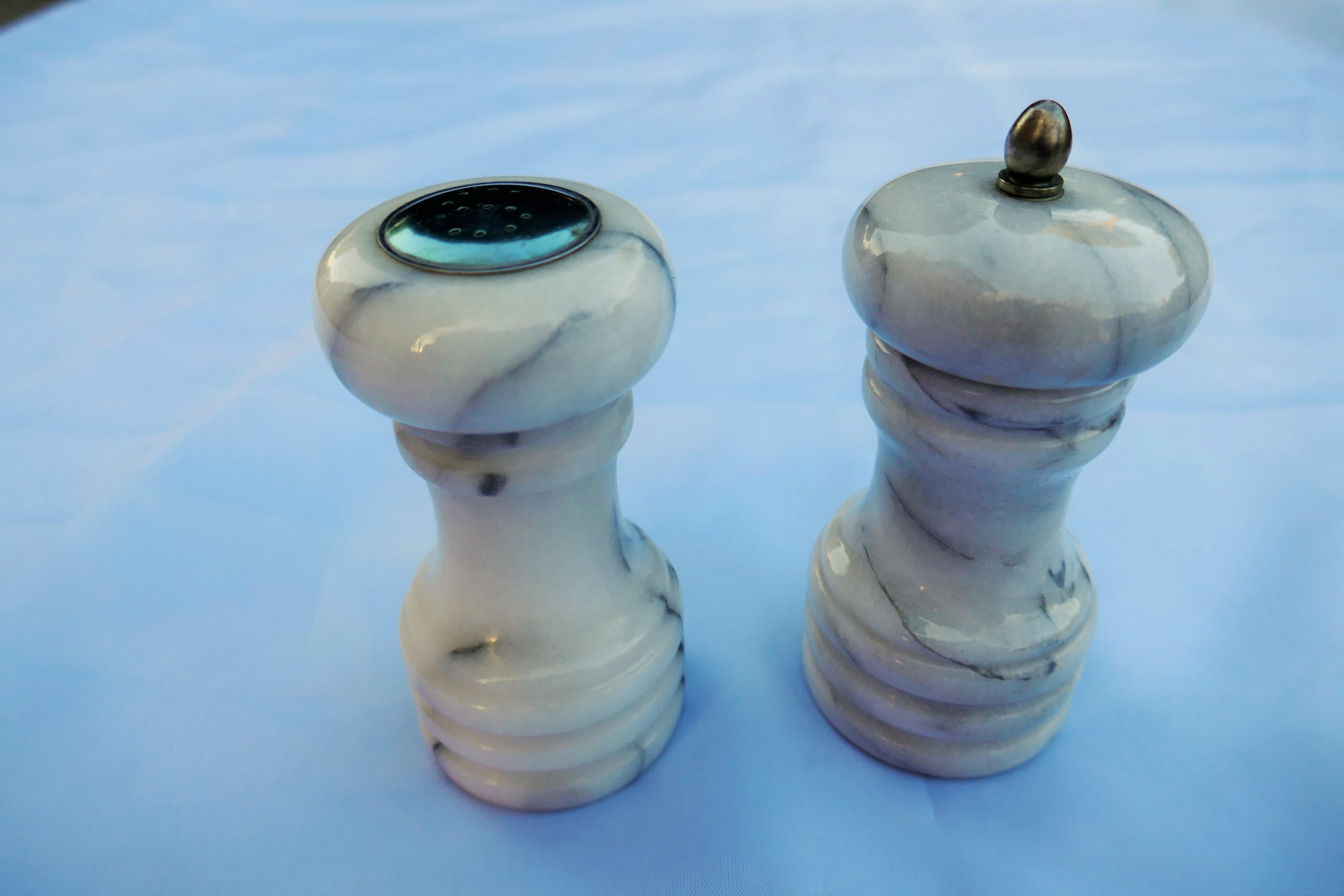 vintage marble salt and pepper shakers