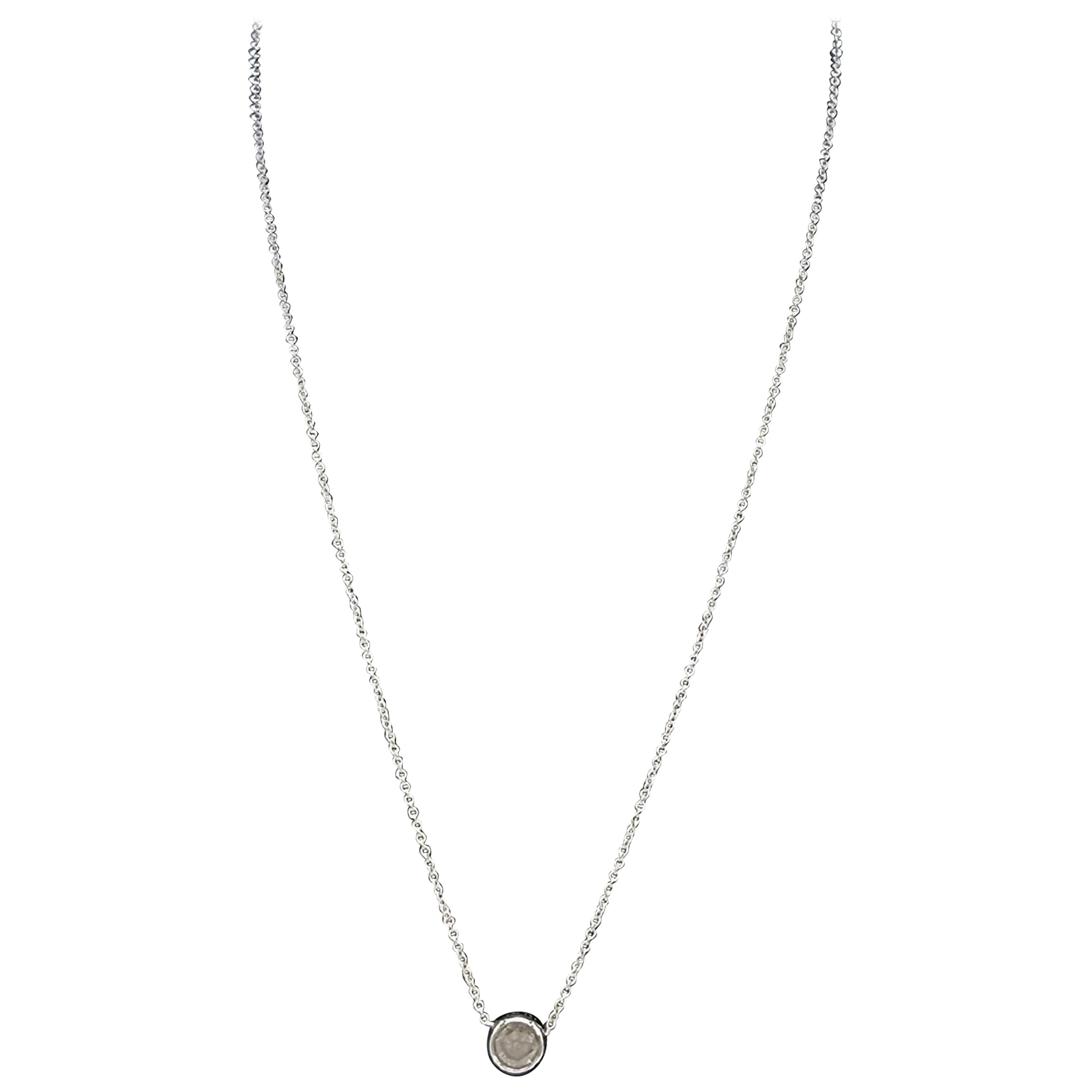 SALE IGI 0,97 Karat Runder bräunlich-grauer Diamant-Anhänger 14 Karat Weißgold im Angebot