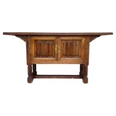 Sale Spanish Hand Carved Console Table with Two Doors