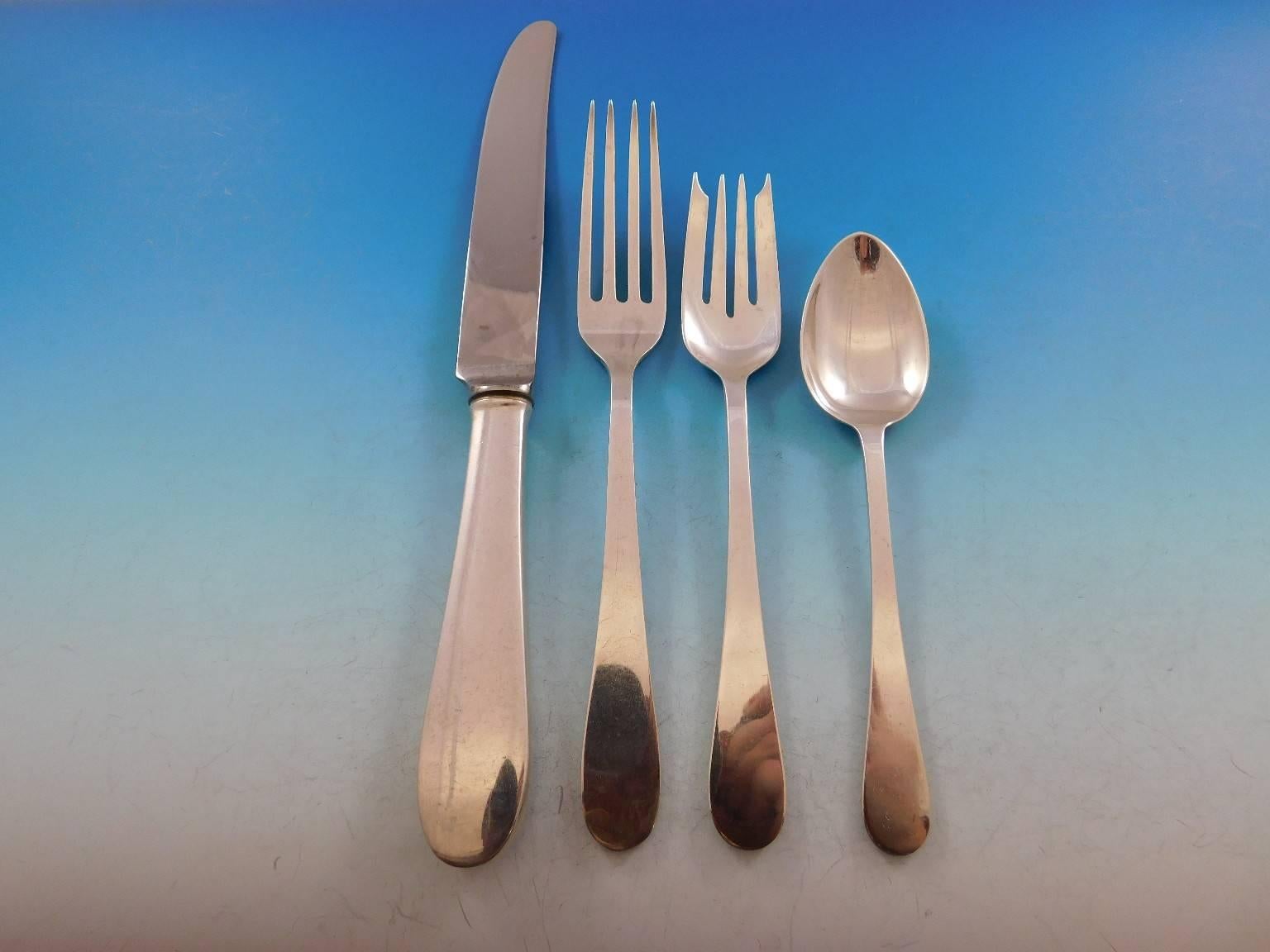 Salem by Tiffany & Co Sterling Silver Flatware Set for 12 Service 77 pcs Dinner In Excellent Condition In Big Bend, WI