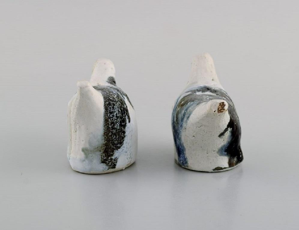 Modern Salem, European Studio Ceramics, Two Unique Birds in Glazed Stoneware, 1980s For Sale