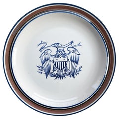 Salem Stoneware American Eagle Plate, Patriotic Blue White Plate