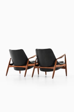 'Sälen' Easy Chairs in Leather and Teak by Ib Kofod-Larsen, 1950s
