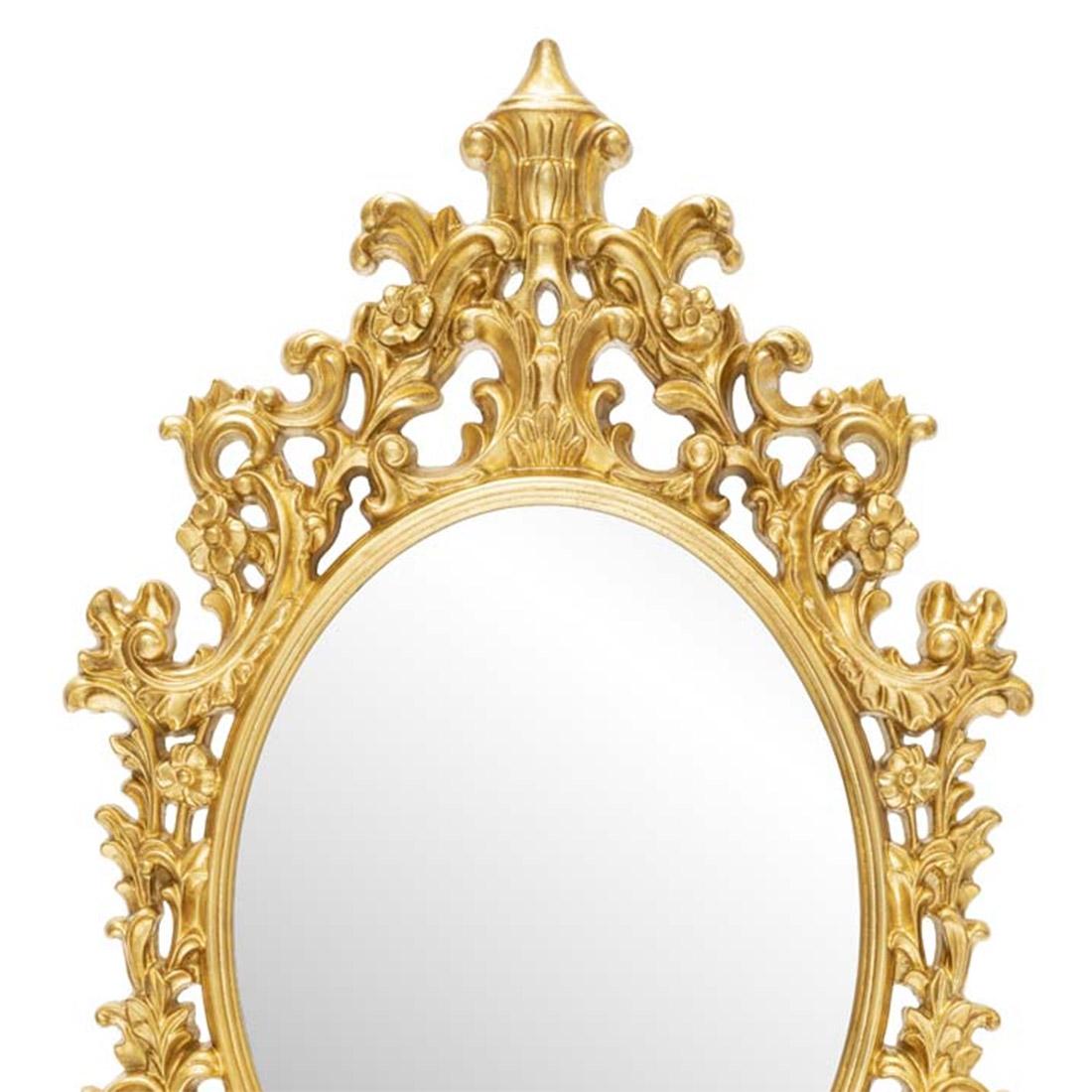 Mirror Salerne gold with high quality
resin frame in gold finish and with oval
mirror glass.