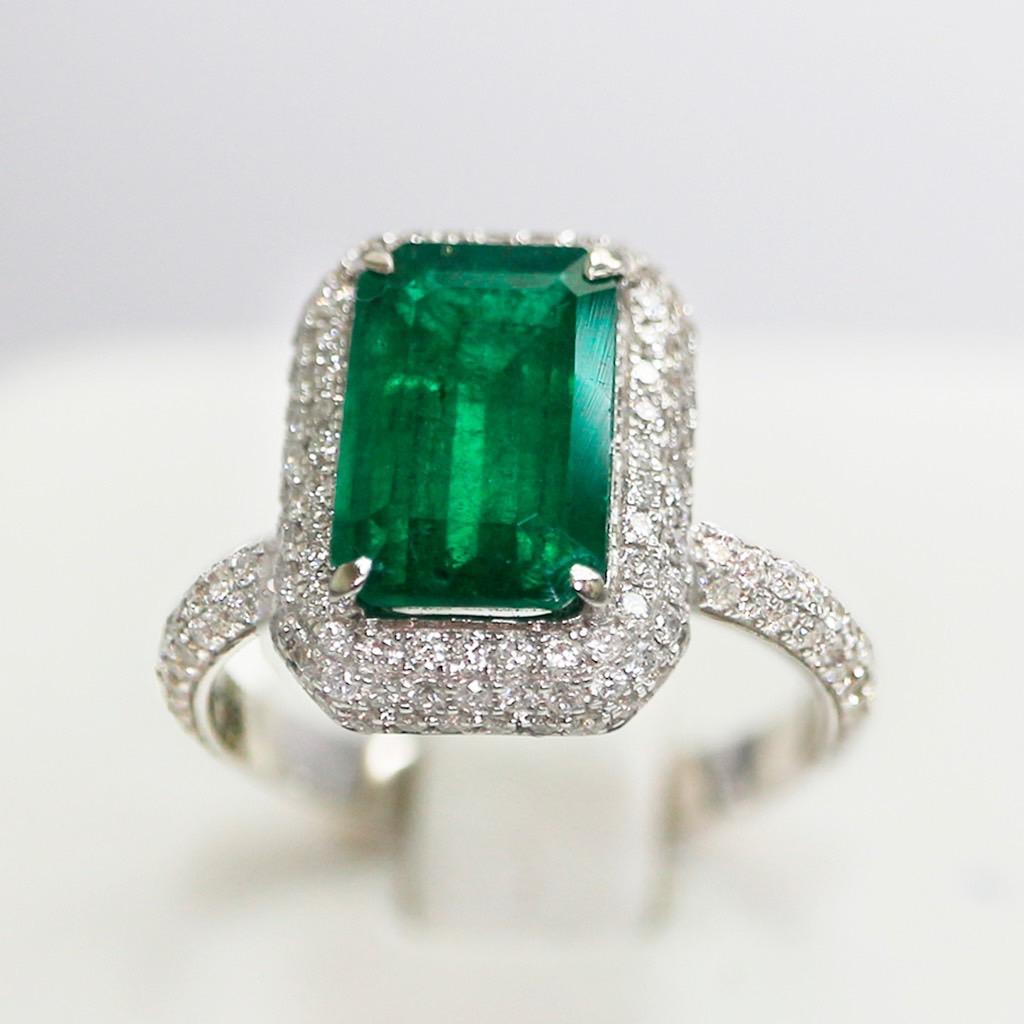 *Sales* GRS 18k 2.37 Ct Zambia Emerald Diamond Antique Art Deco Engagement Ring Neuf - En vente à Kaohsiung City, TW