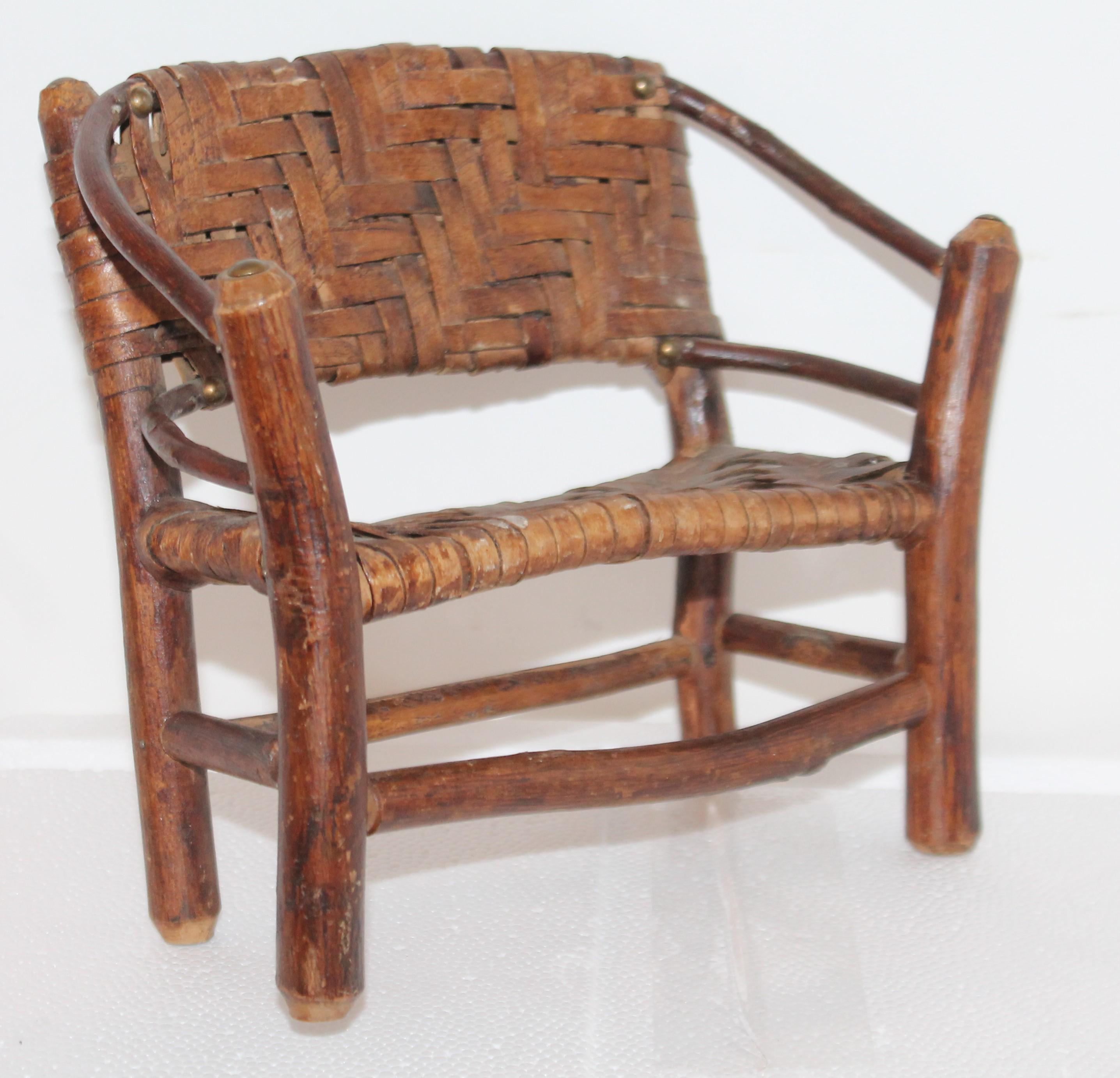 Folk Art Salesman Sample Old Hickory Settee and Chair