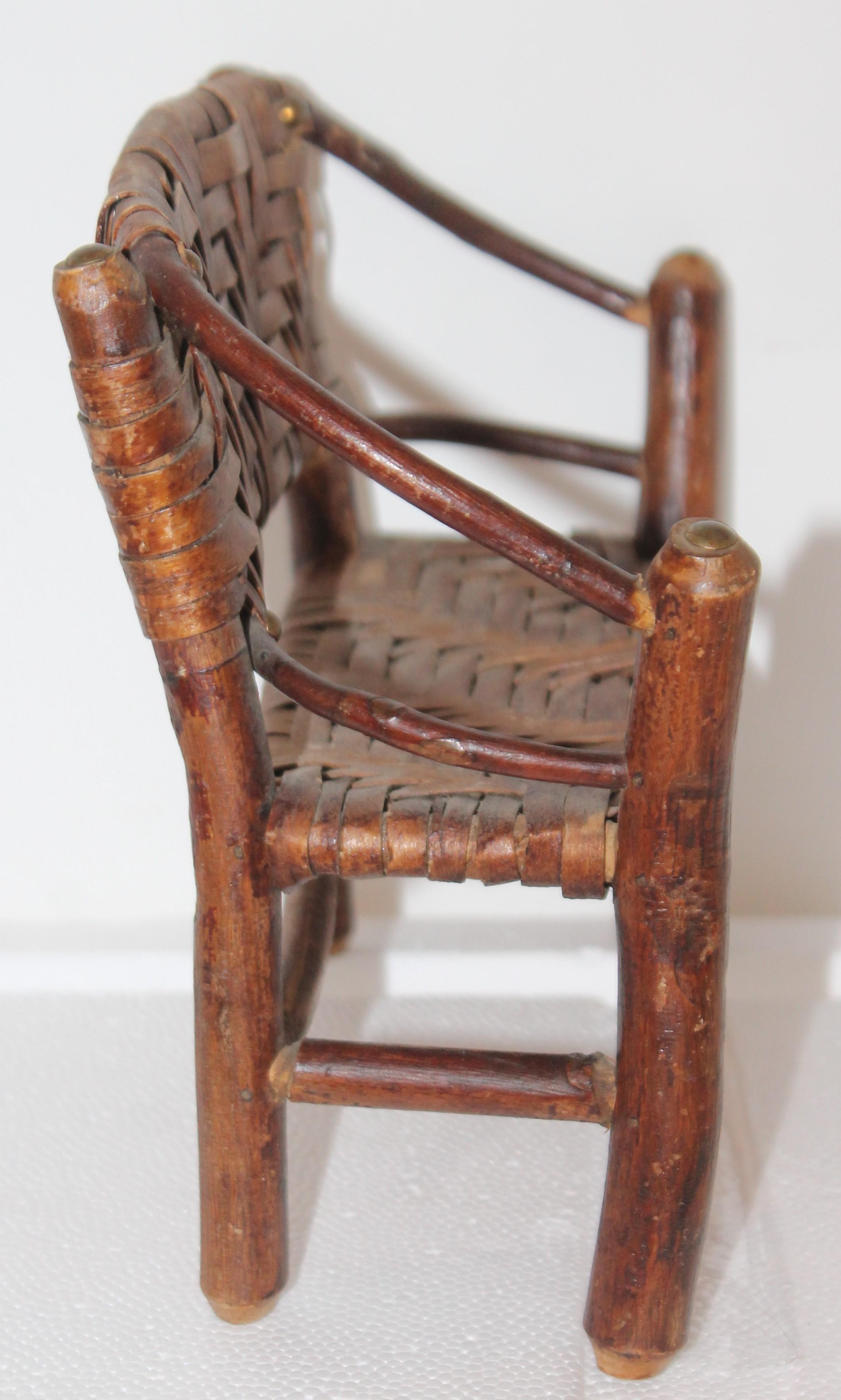Hand-Crafted Salesman Sample Old Hickory Settee and Chair