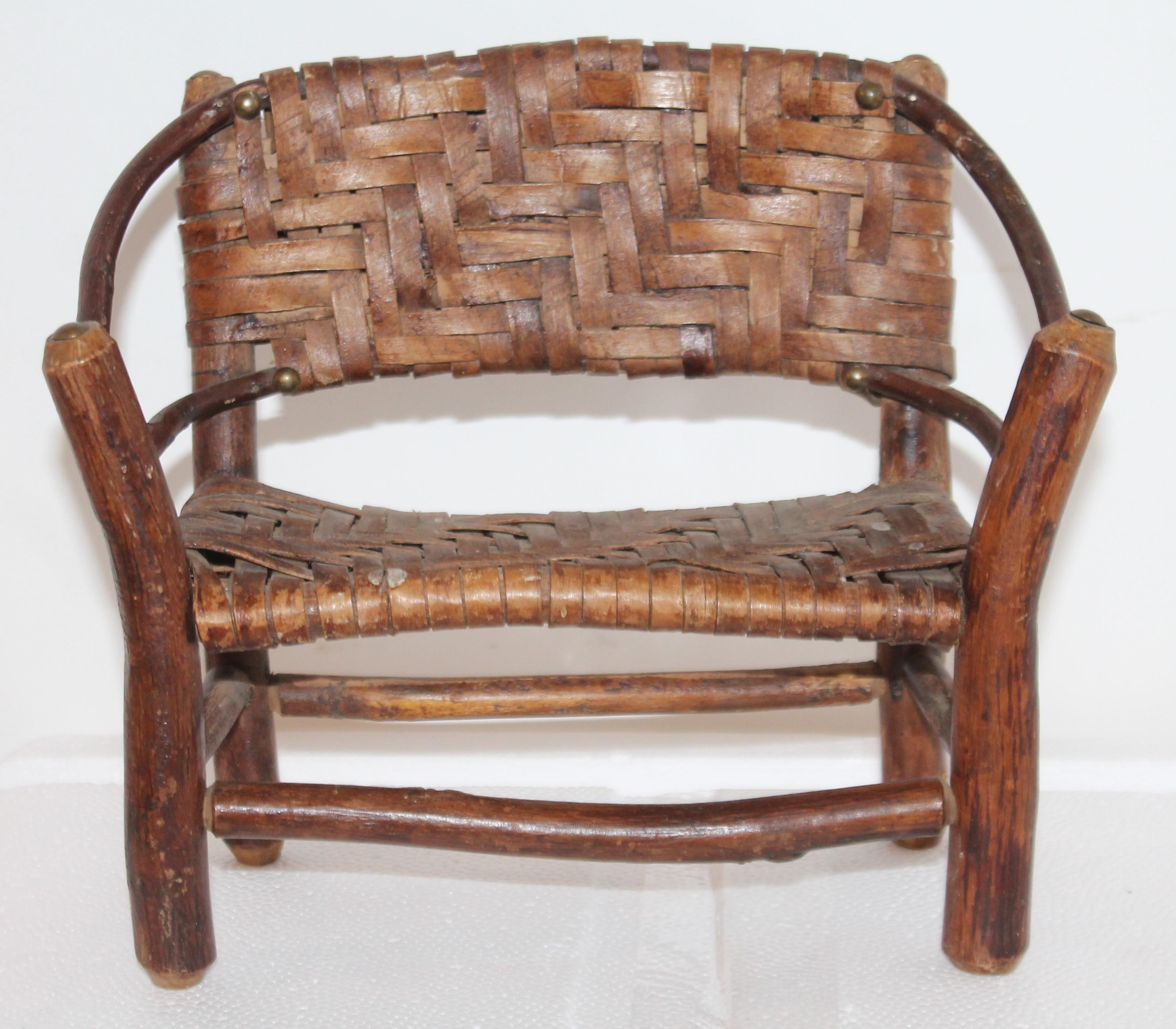 Early 20th Century Salesman Sample Old Hickory Settee and Chair