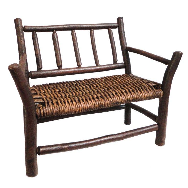 Salesman Sample Old Hickory Settee W/ Original Woven Seat