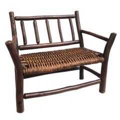 Salesman Sample Old Hickory Settee W/ Original Woven Seat