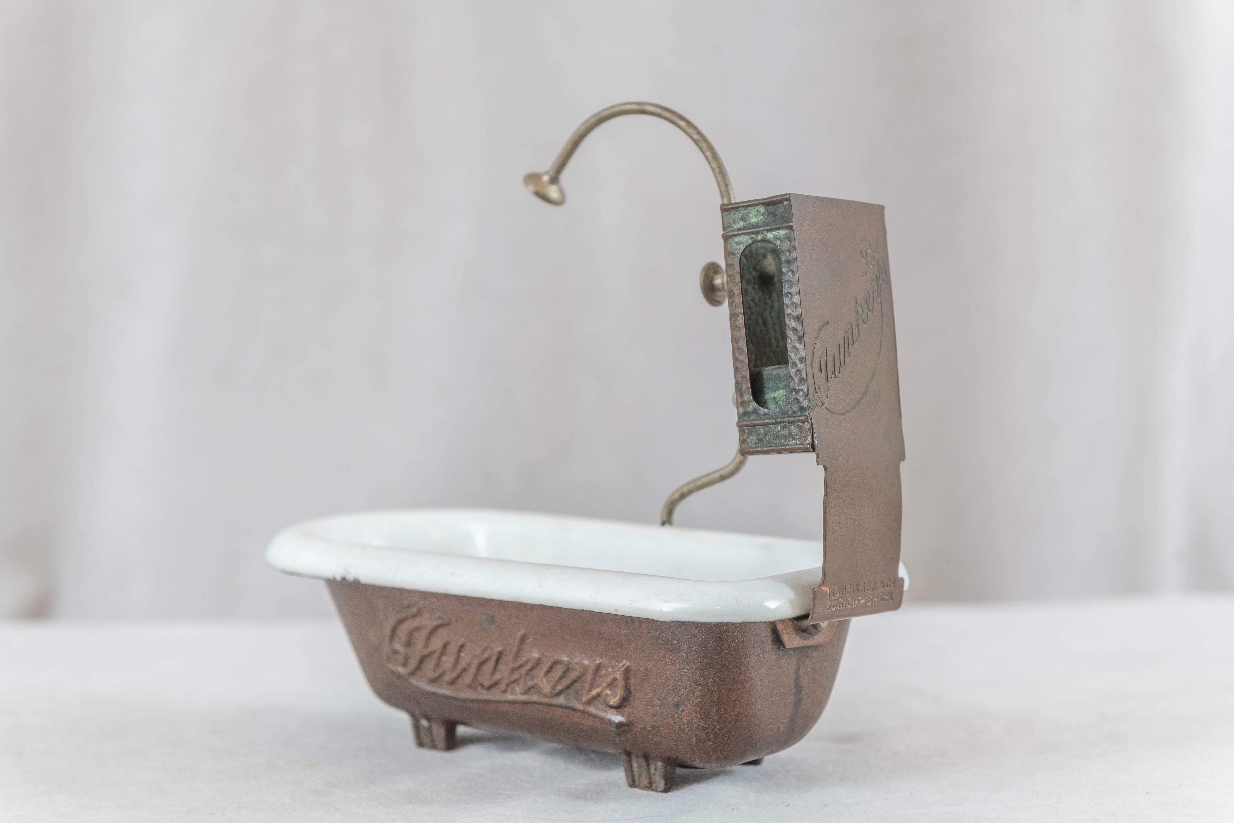Salesman's Sample Clawfoot Bathtub w/ Shower Attachment, All Original, 1920's 2