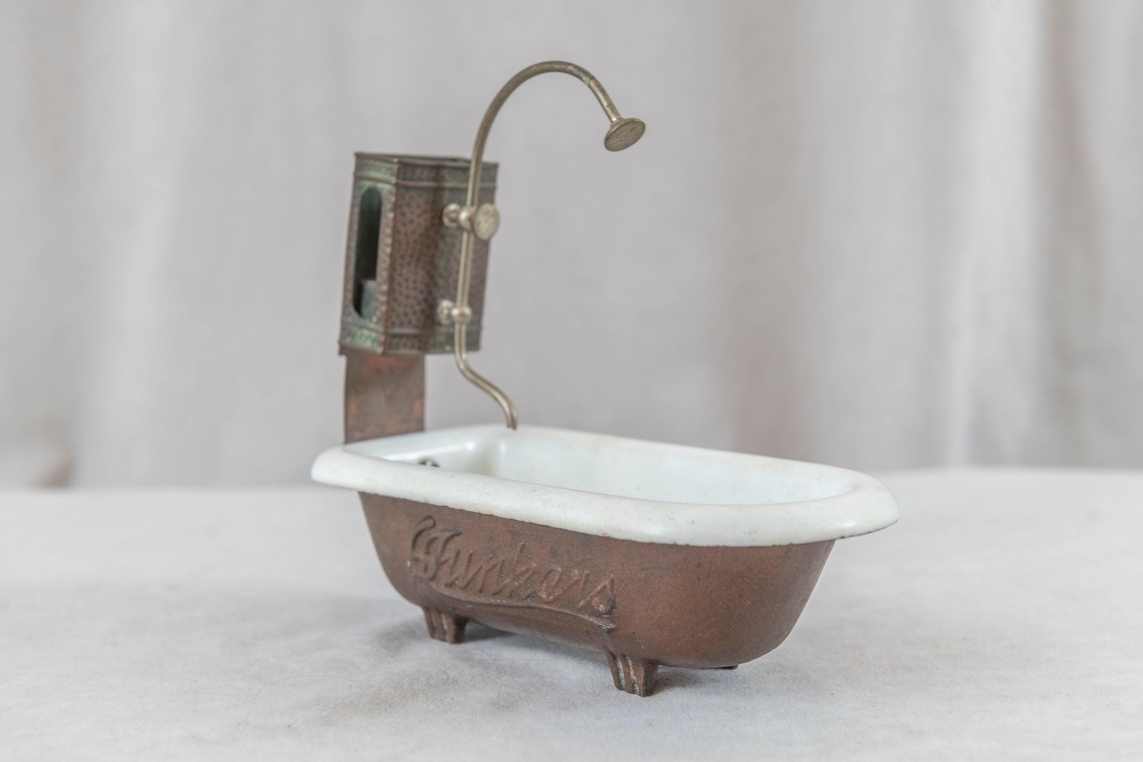 American Salesman's Sample Clawfoot Bathtub w/ Shower Attachment, All Original, 1920's