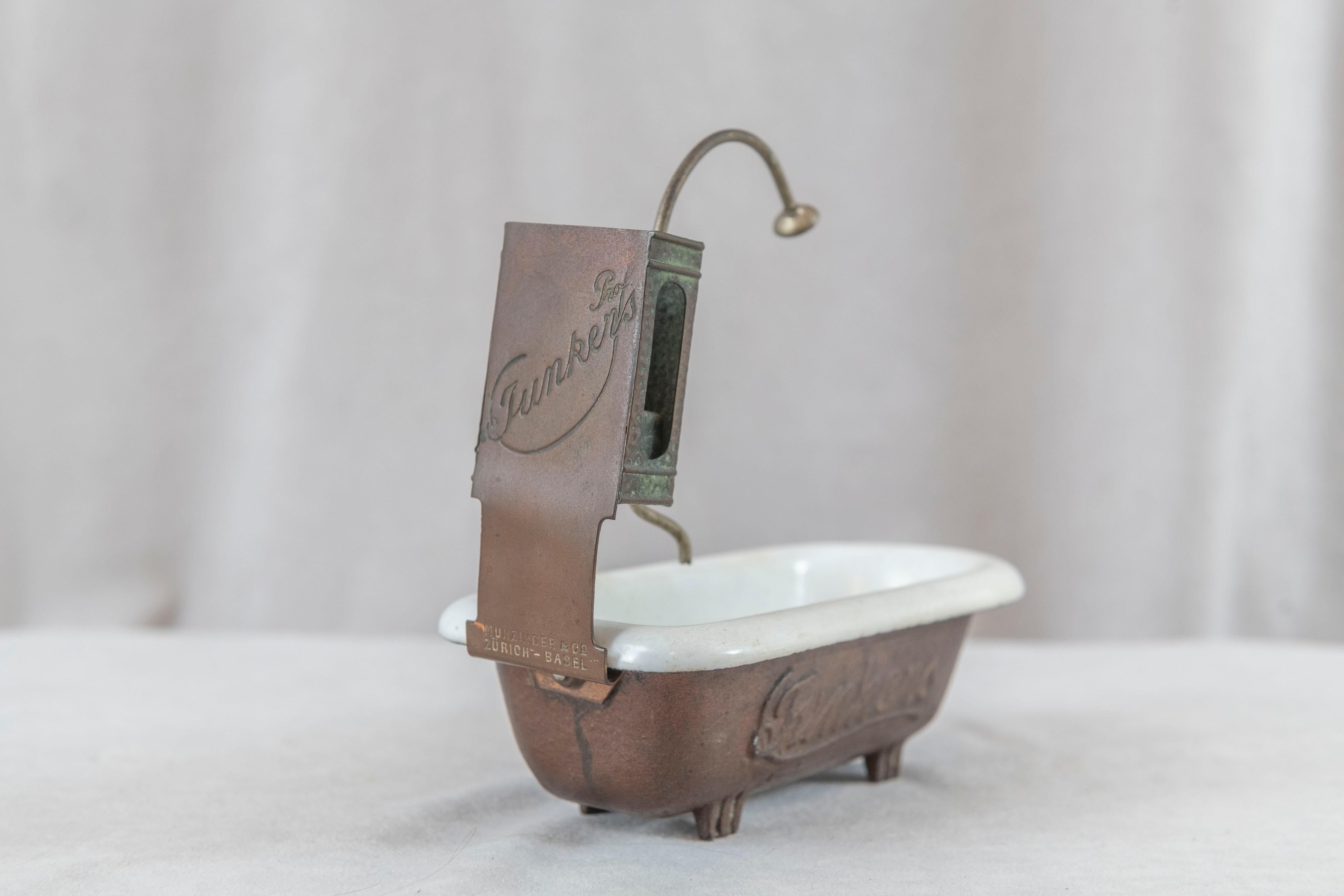 Metal Salesman's Sample Clawfoot Bathtub w/ Shower Attachment, All Original, 1920's