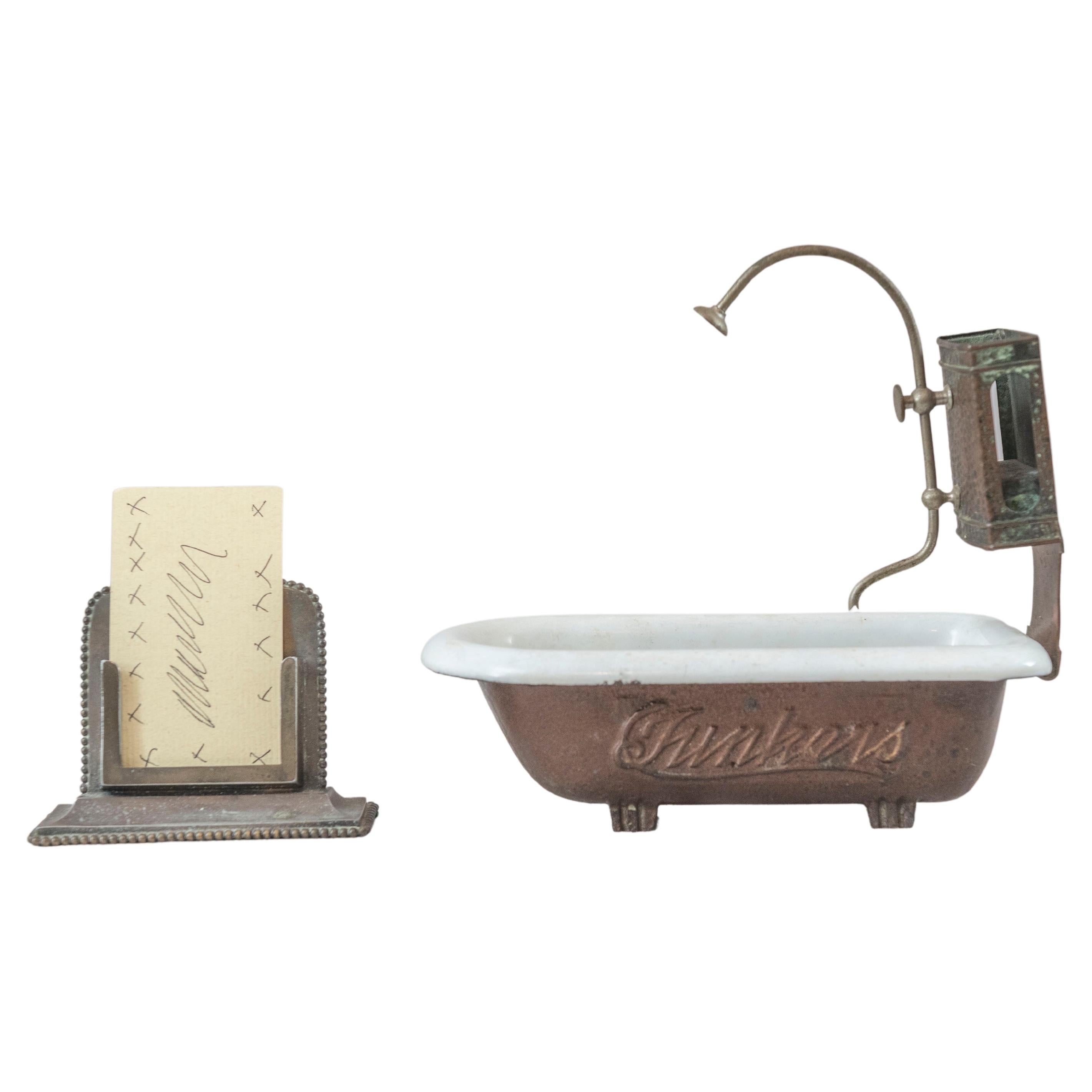 Salesman's Sample Clawfoot Bathtub w/ Shower Attachment, All Original, 1920's