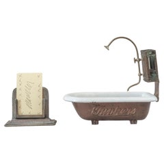 Salesman's Sample Clawfoot Bathtub w/ Shower Attachment, All Original, 1920's