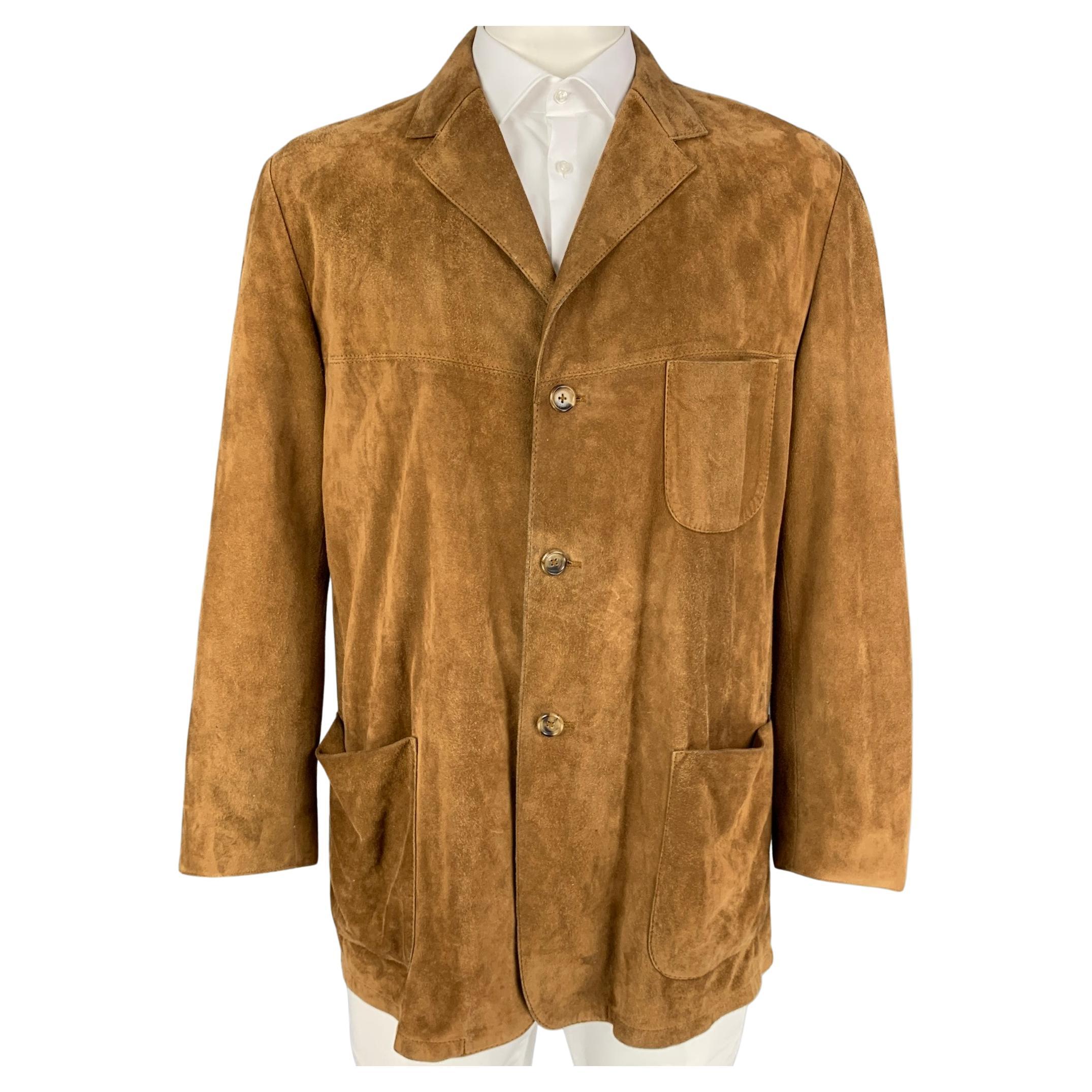 SALFRA for BERGDORF GOODMAN Size 46 Tan Suede Single Breasted Sport Coat